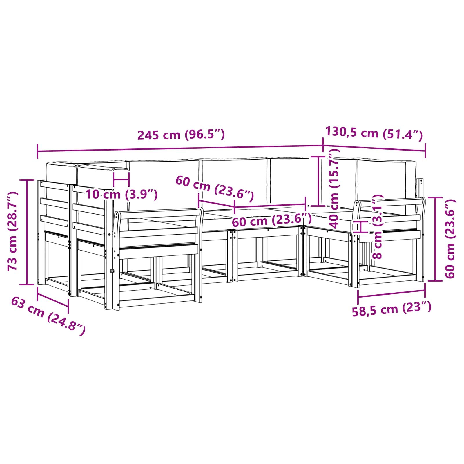 Outdoor Sofa Set 6 pcs Natural and Anthracite