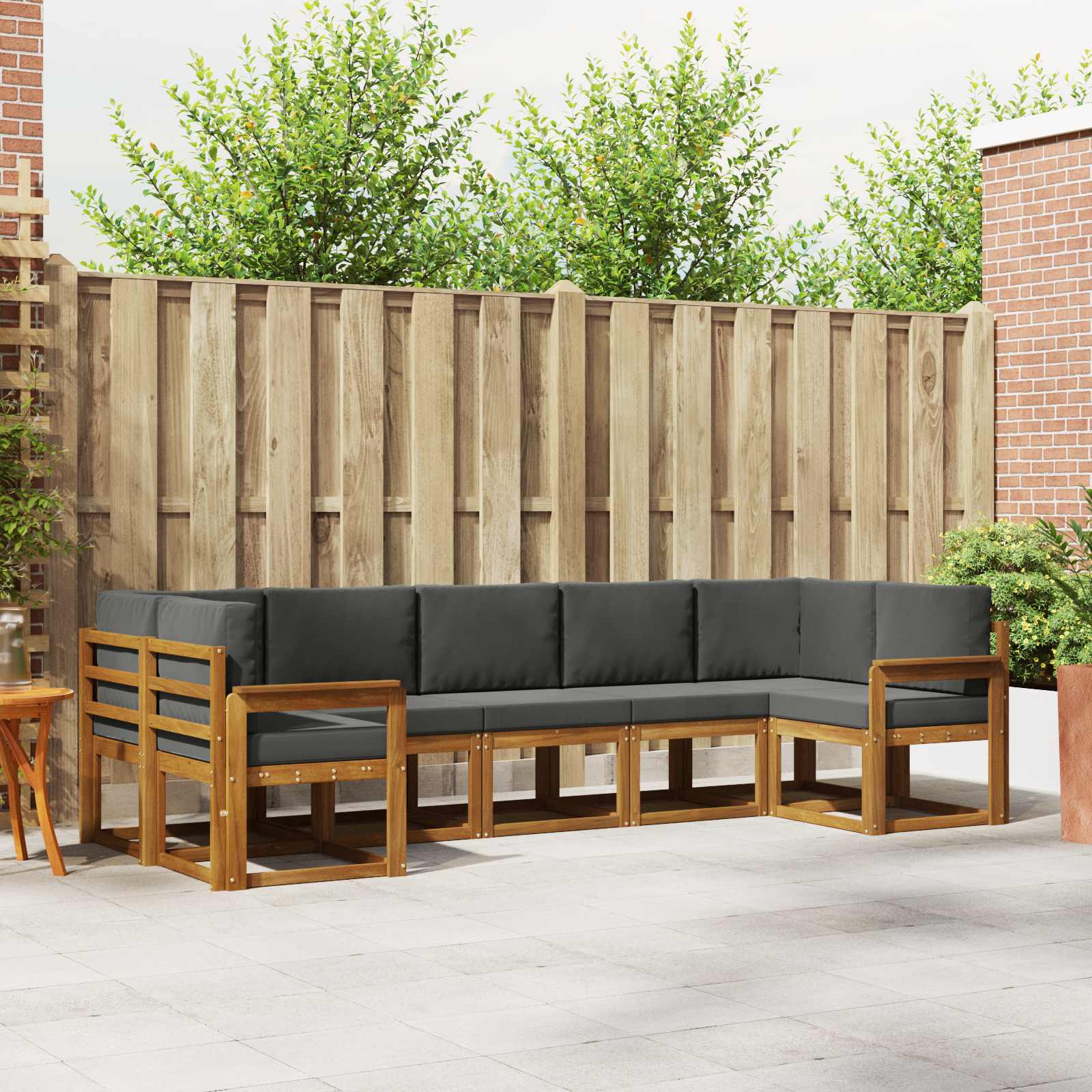 Outdoor Sofa Set 7 pcs Natural and Anthracite