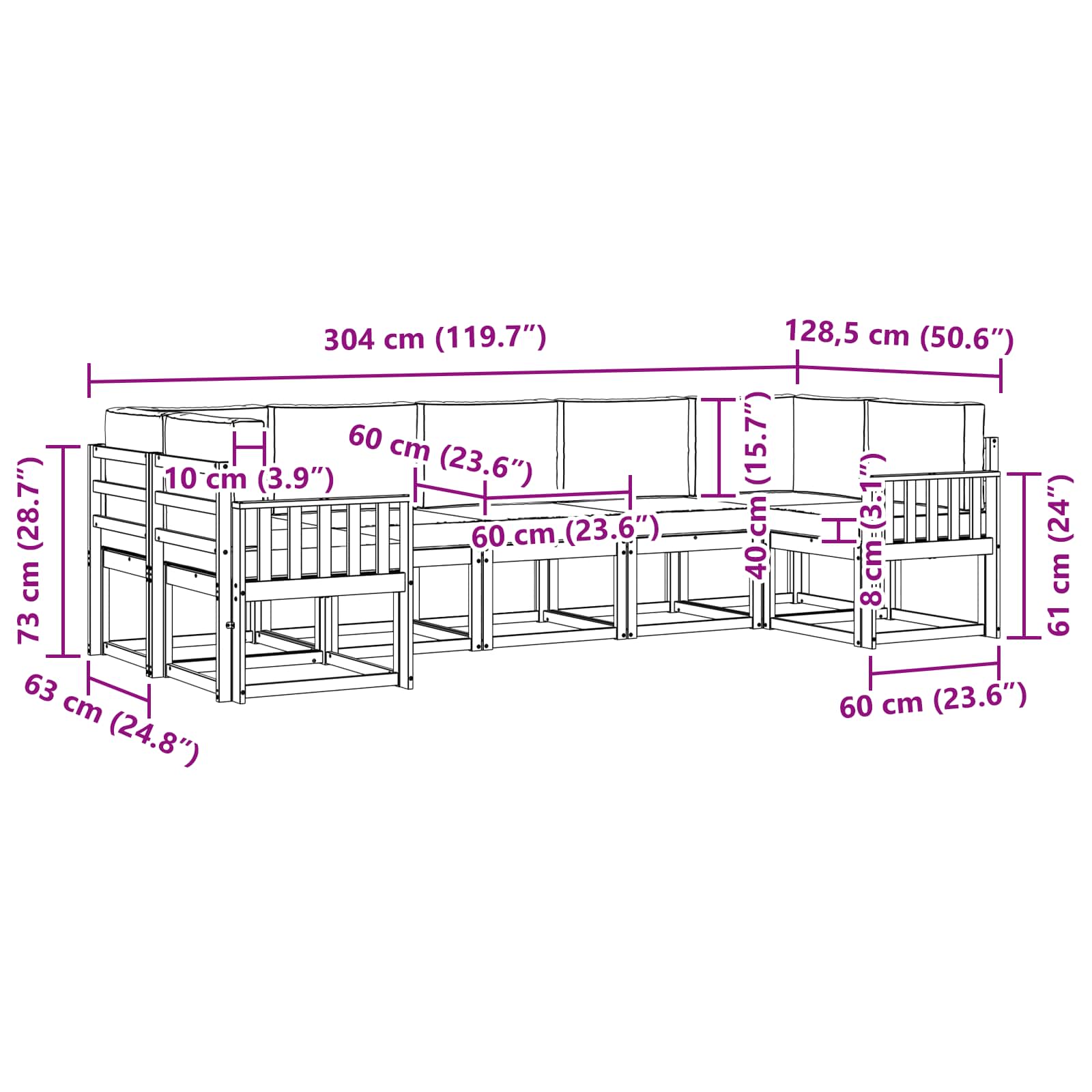 Outdoor Sofa Set 7 pcs Natural and Anthracite
