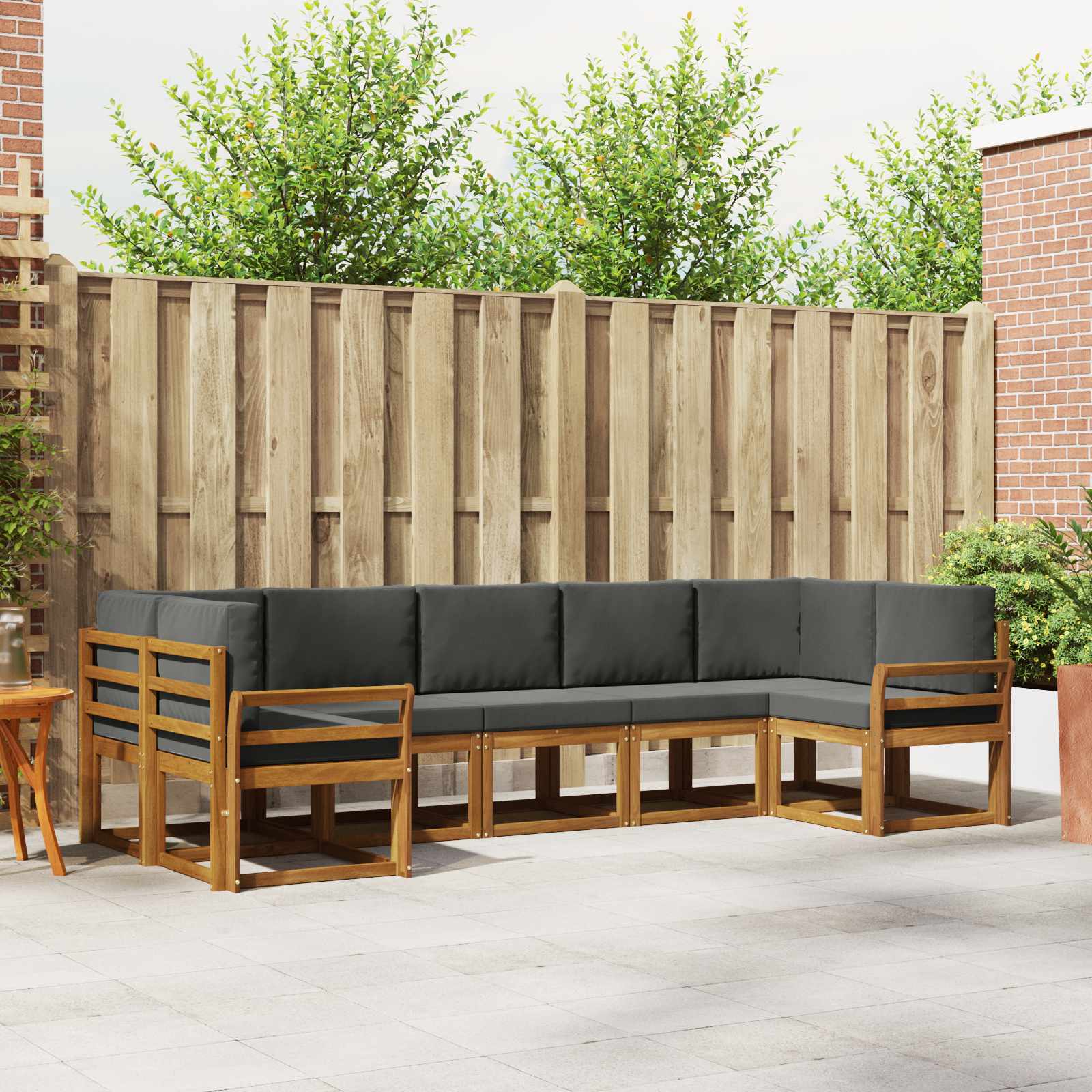 Outdoor Sofa Set 7 pcs Natural and Anthracite