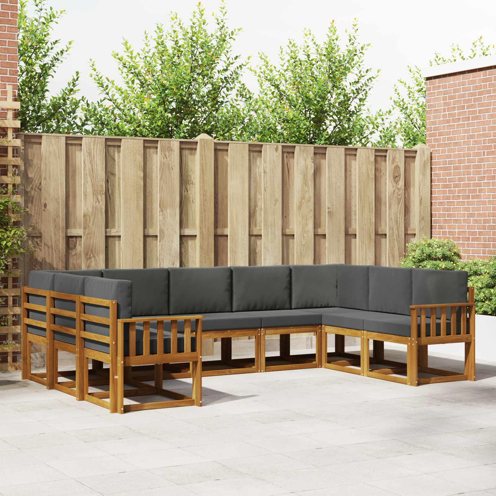 Outdoor Sofa Set with Cushion 9 pcs Natural and Anthracite
