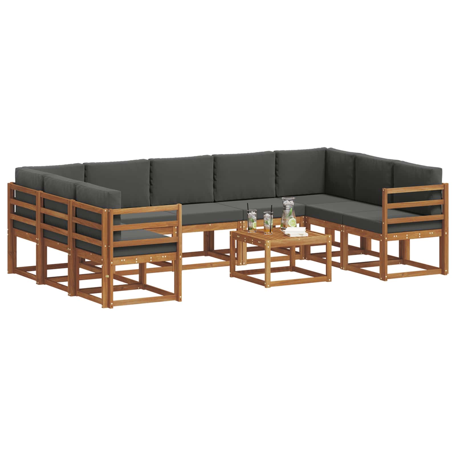 Outdoor Sofa Set with Cushion 10 pcs Natural and Anthracite