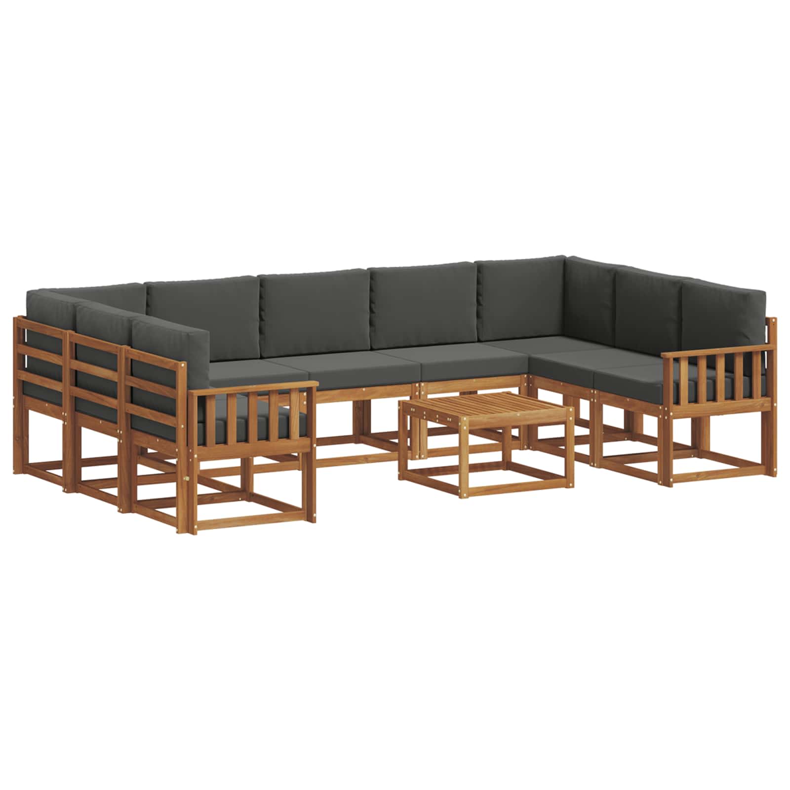 Outdoor Sofa Set with Cushion 10 pcs Natural and Anthracite