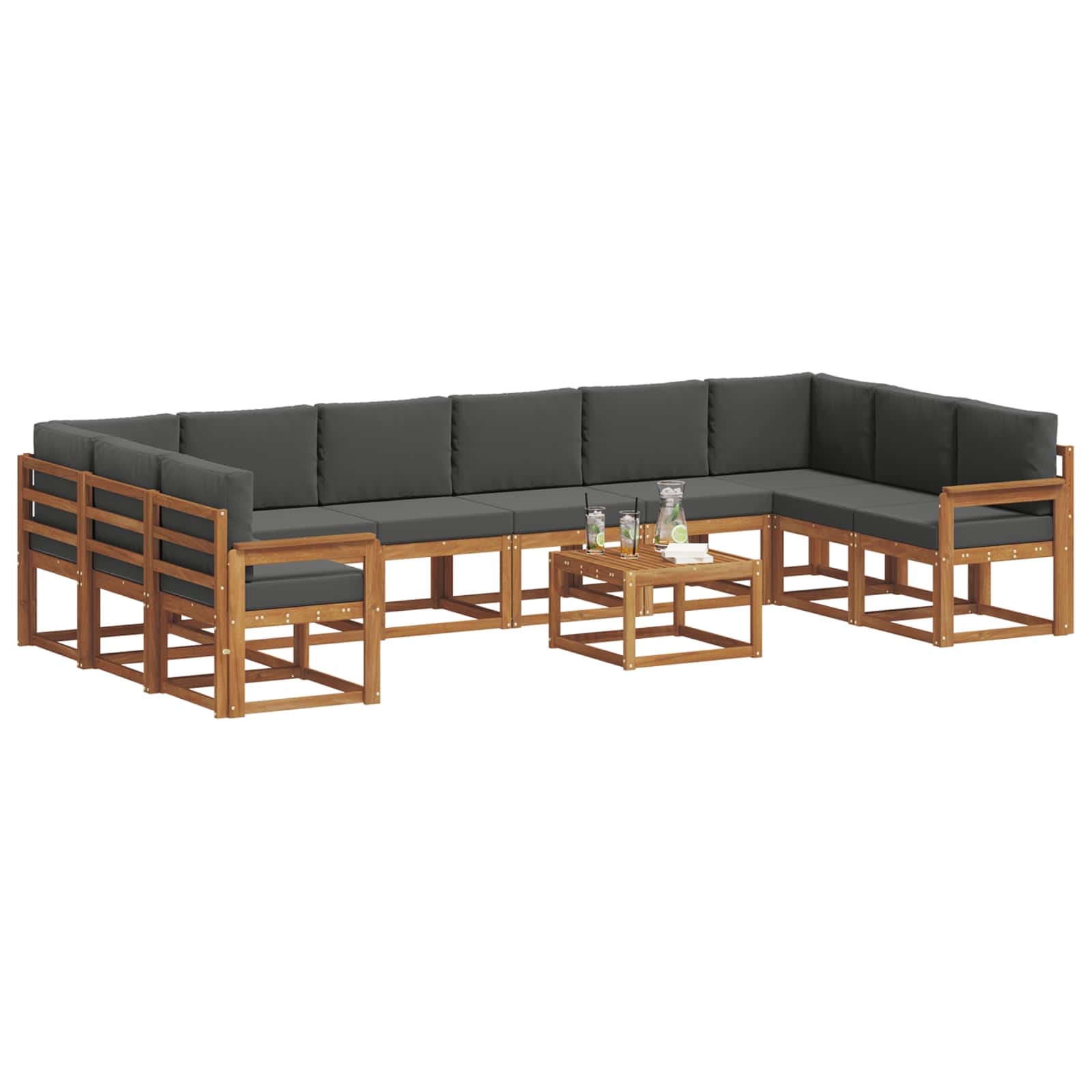 Outdoor Sofa Set with Cushion 11 pcs Natural and Anthracite