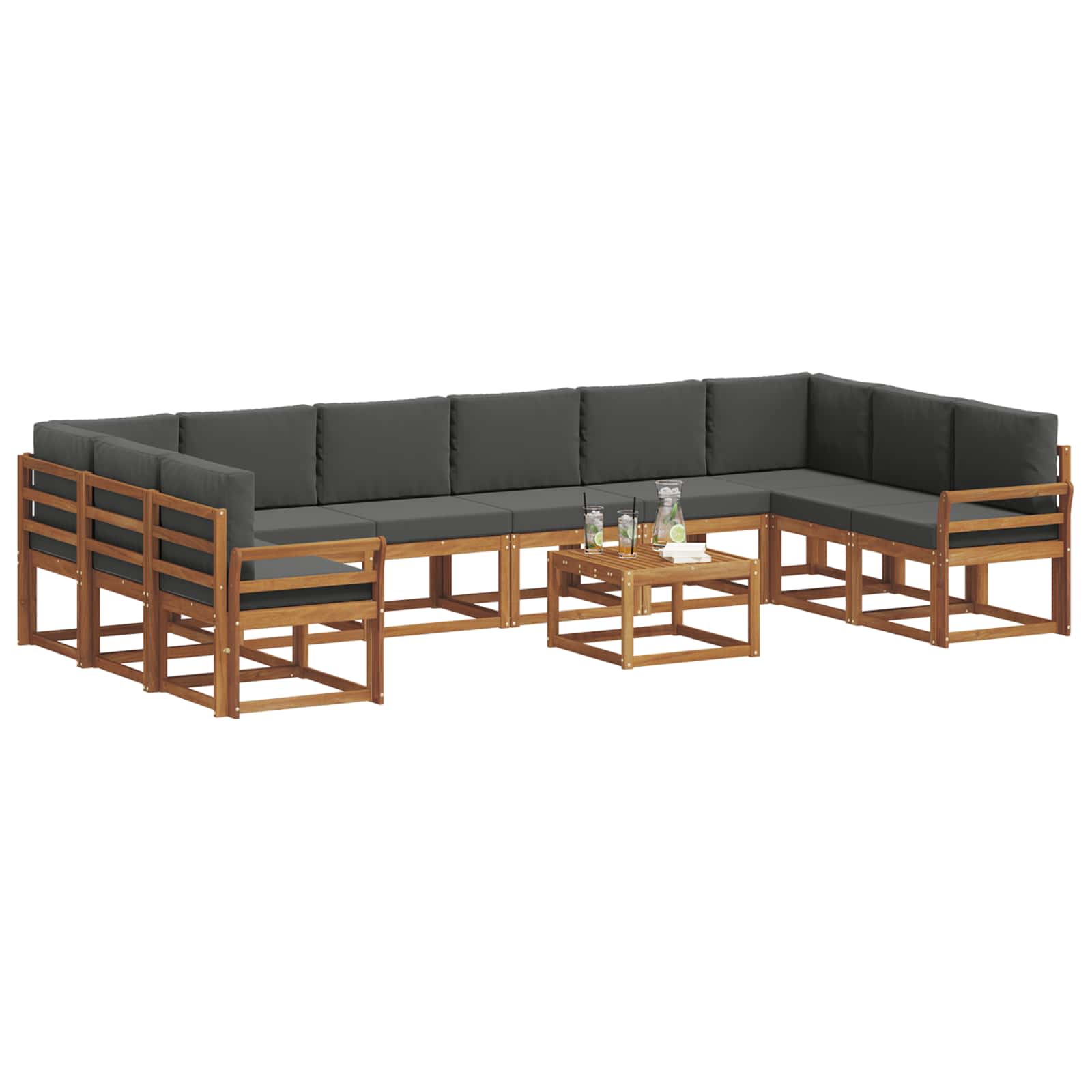 Outdoor Sofa Set with Cushion 11 pcs Natural and Anthracite