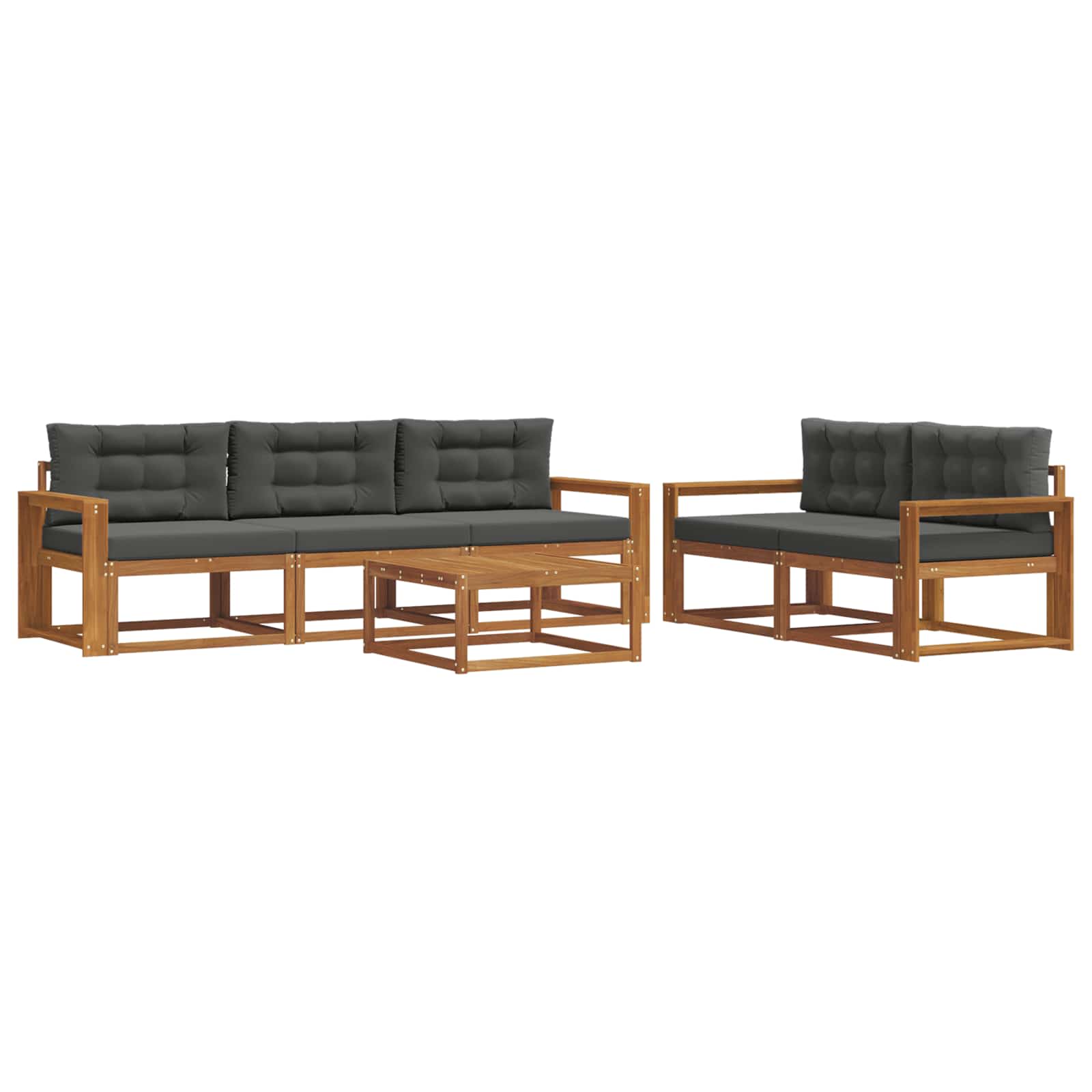 Outdoor Sofa Set with Cushion 6 pcs Natural and Anthracite