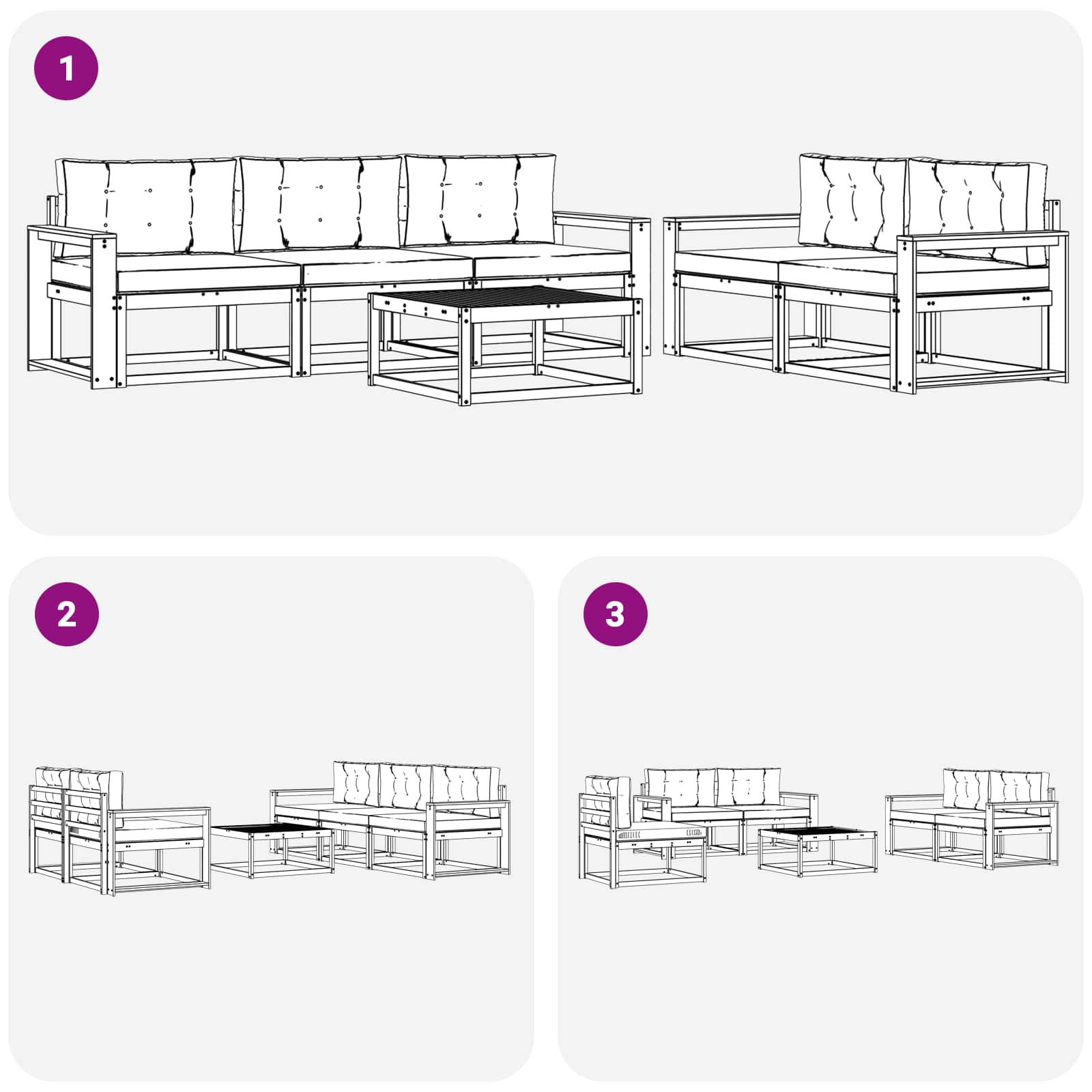 Outdoor Sofa Set with Cushion 6 pcs Natural and Anthracite