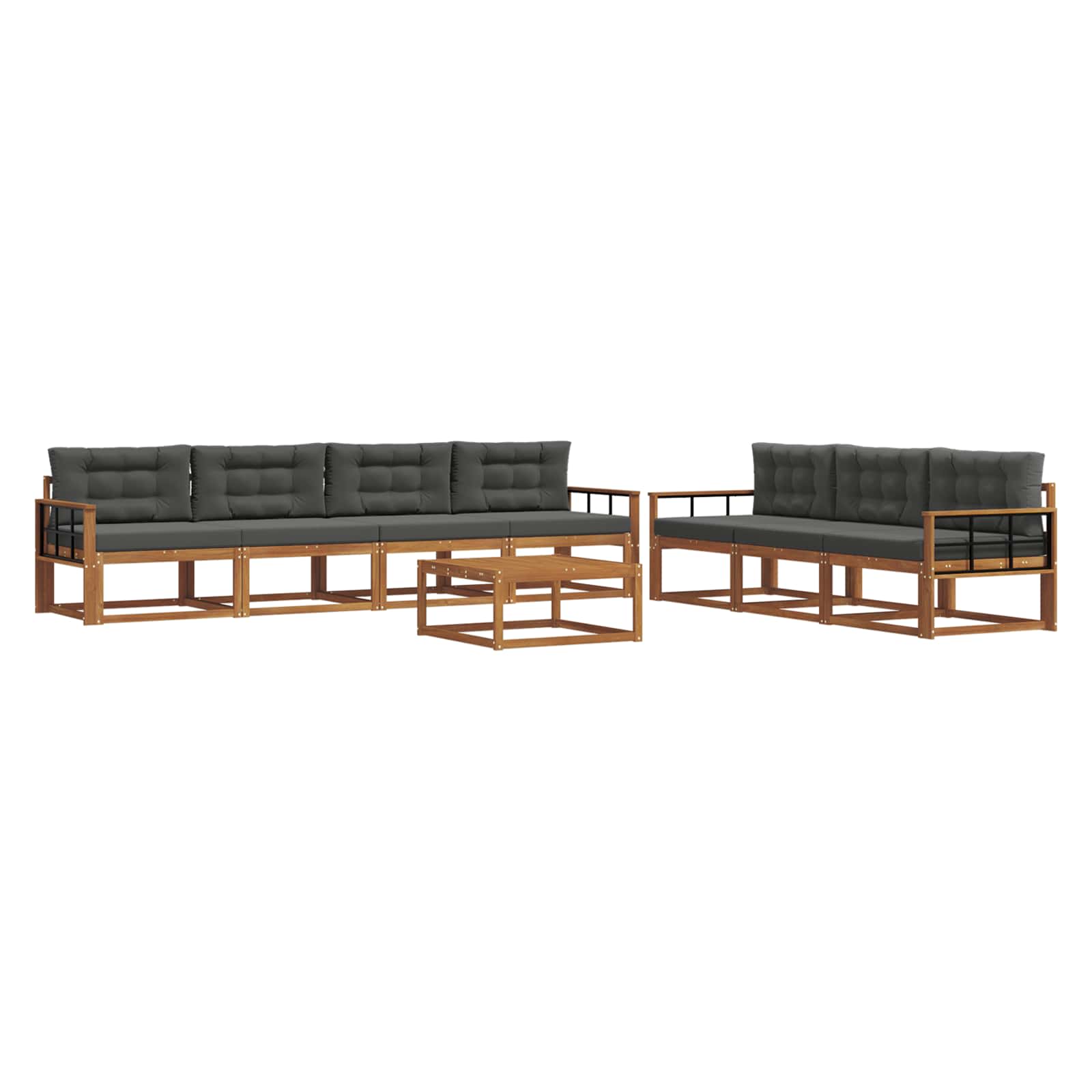 Outdoor Sofa Set with Cushion 8 pcs Natural and Anthracite