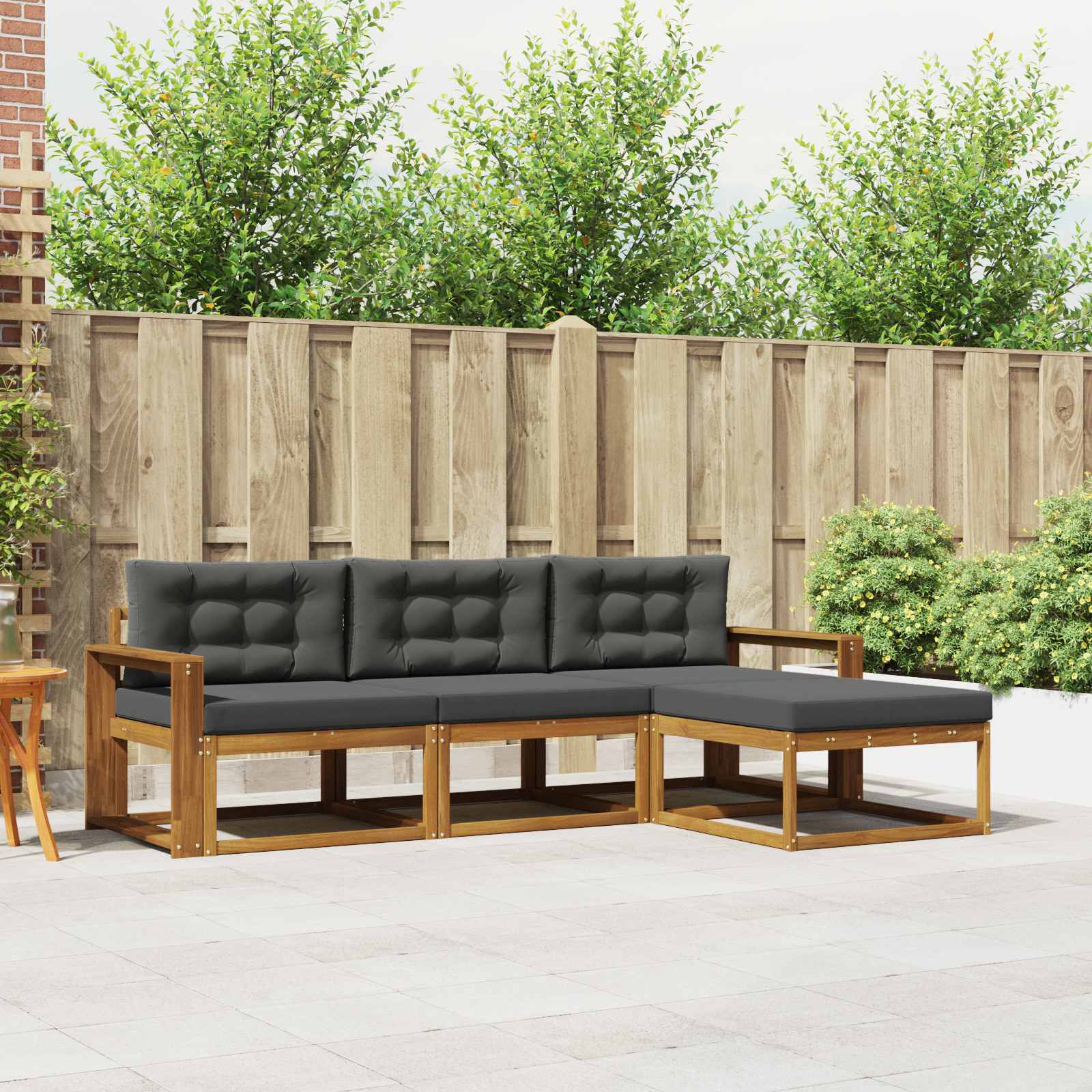 Outdoor Sofa Set with Cushion 4 pcs Natural and Anthracite