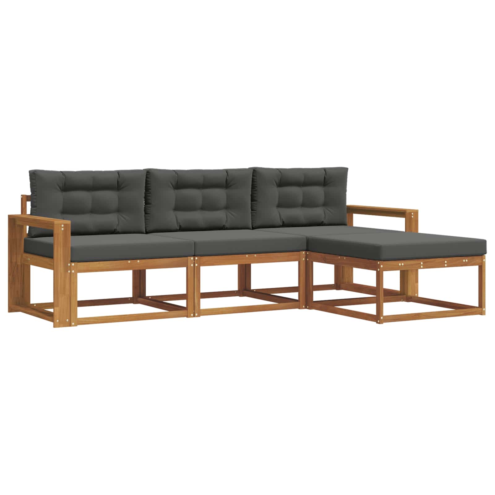 Outdoor Sofa Set with Cushion 4 pcs Natural and Anthracite
