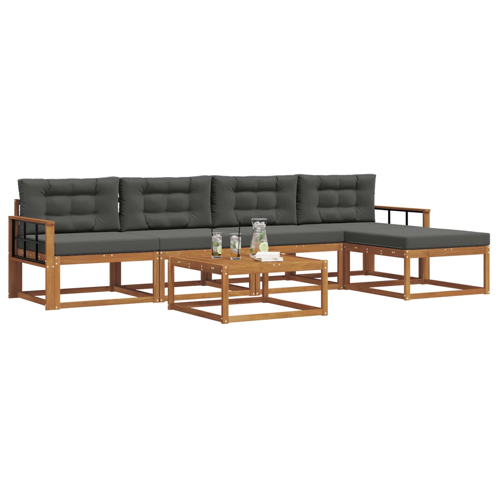 Outdoor Sofa Set with Cushion 6 pcs Natural and Anthracite