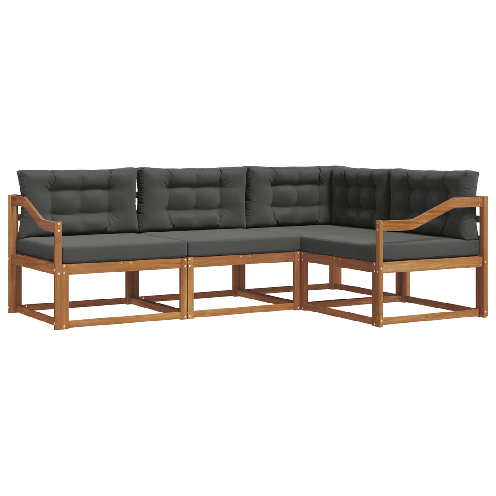 Outdoor Sofa Set with Cushion 4 pcs Natural and Anthracite
