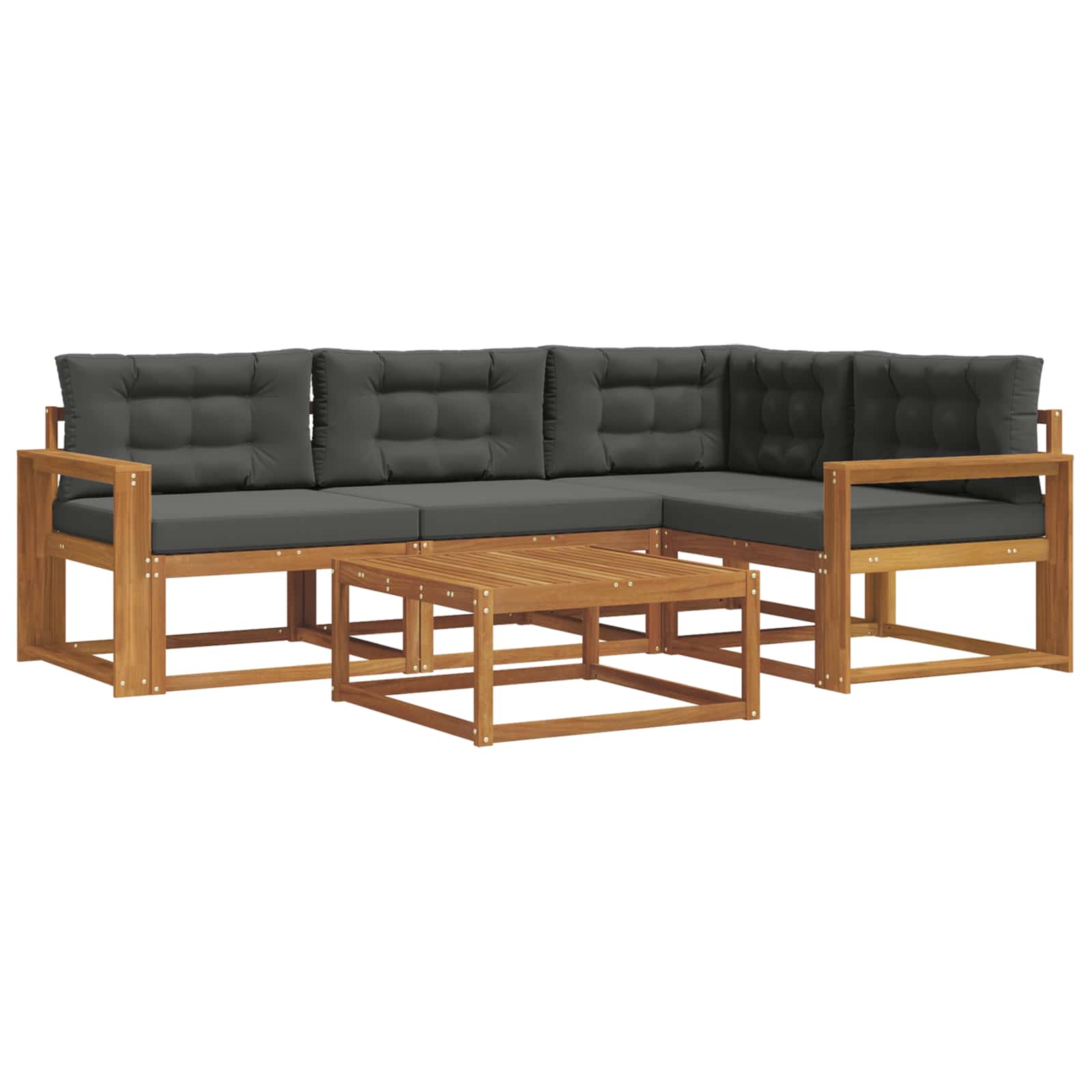 Outdoor Sofa Set with Cushion 5 pcs Natural and Anthracite