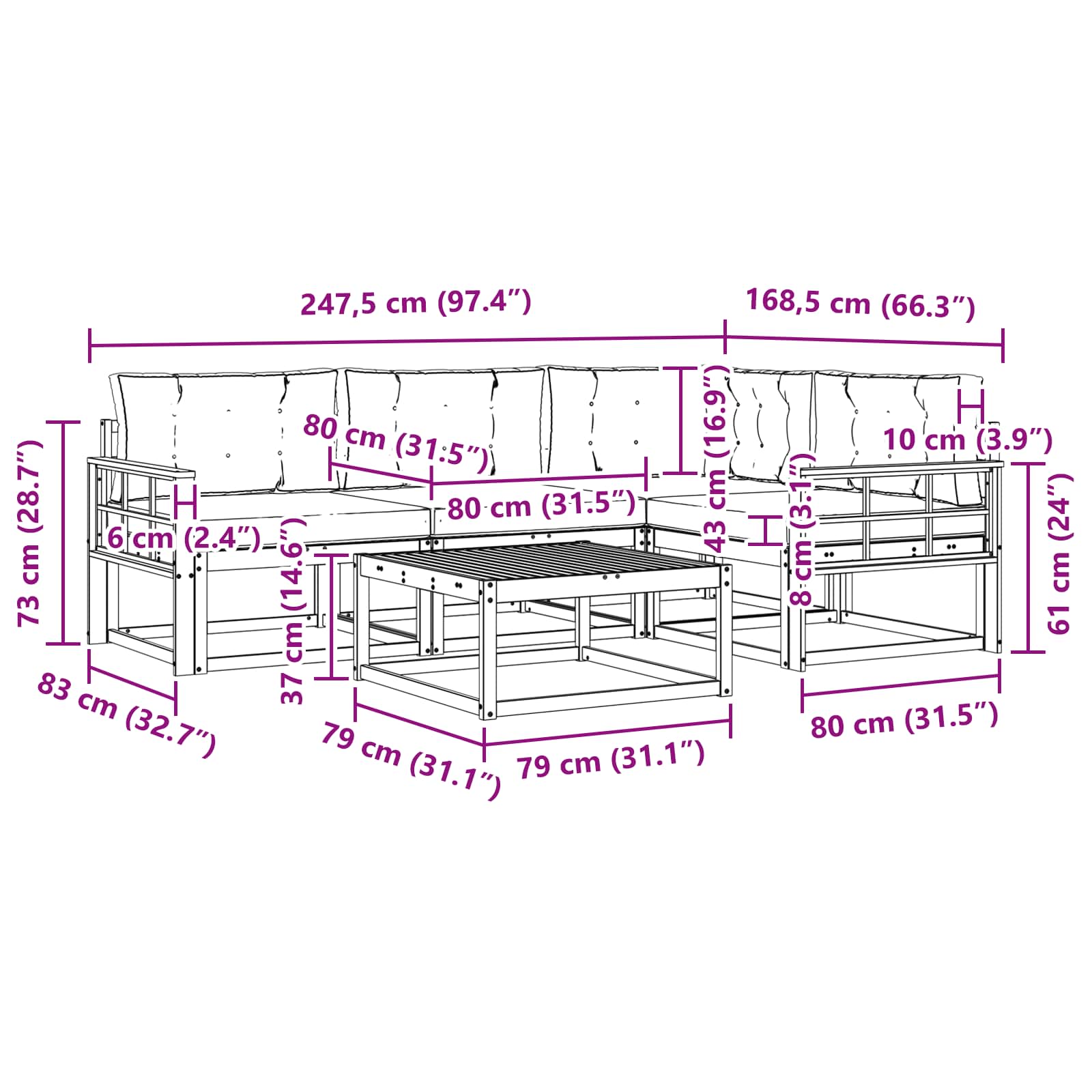 Outdoor Sofa Set with Cushion 5 pcs Natural and Anthracite