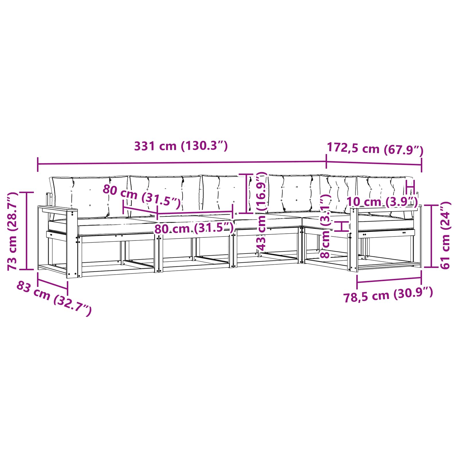 Outdoor Sofa Set with Cushion 5 pcs Natural and Anthracite