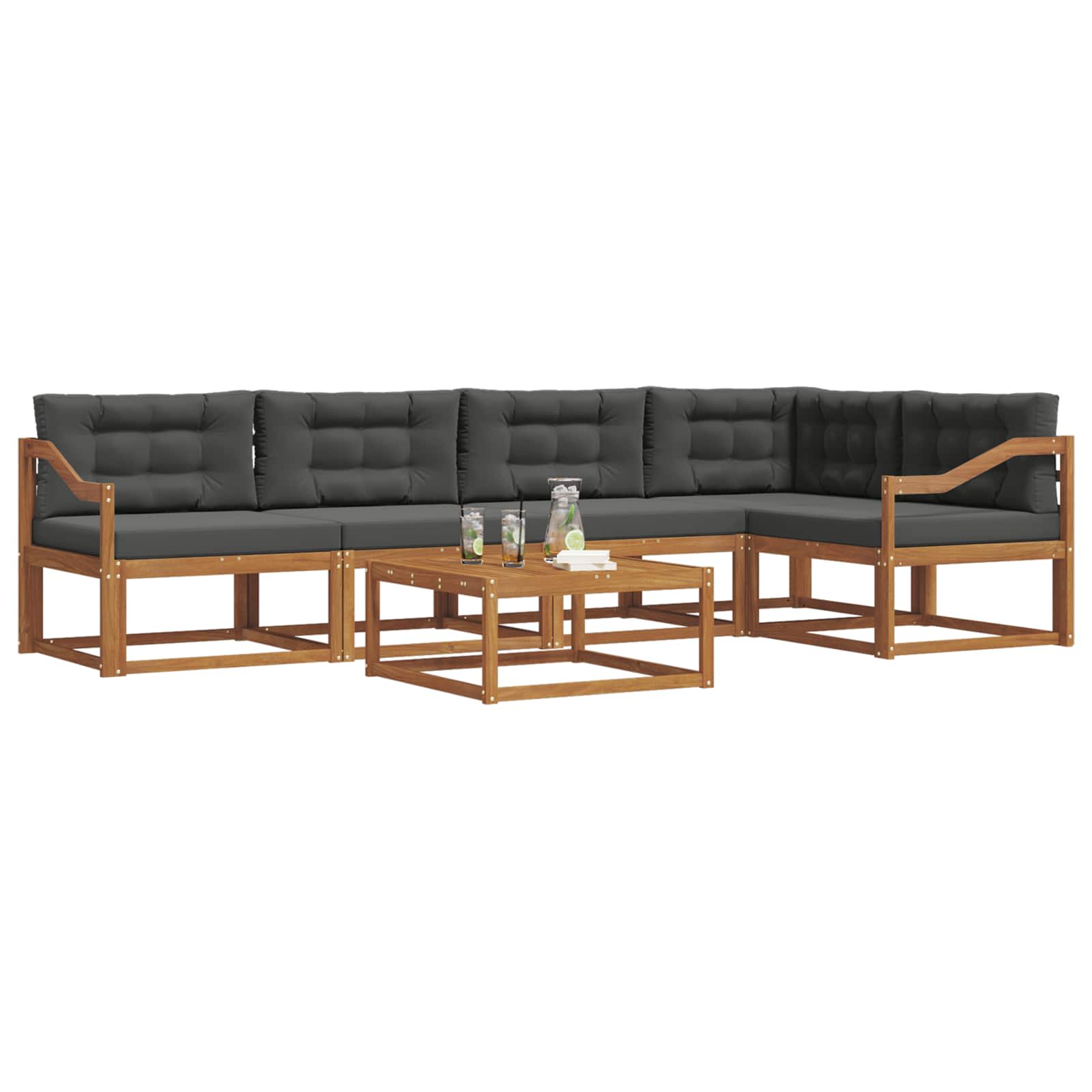 Outdoor Sofa Set with Cushion 6 pcs Natural and Anthracite