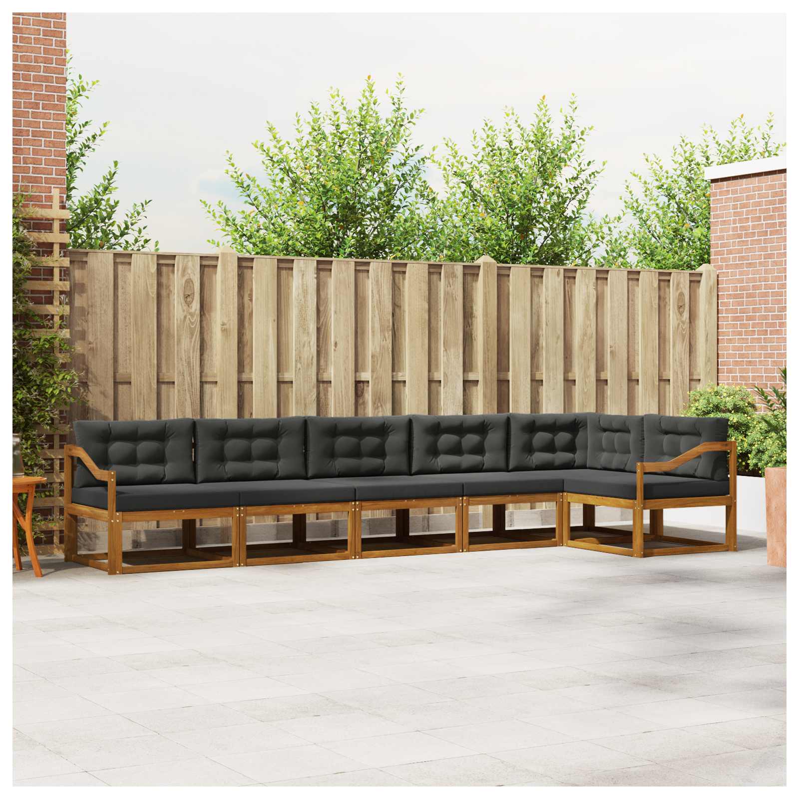 Outdoor Sofa Set with Cushion 6 pcs Natural and Anthracite