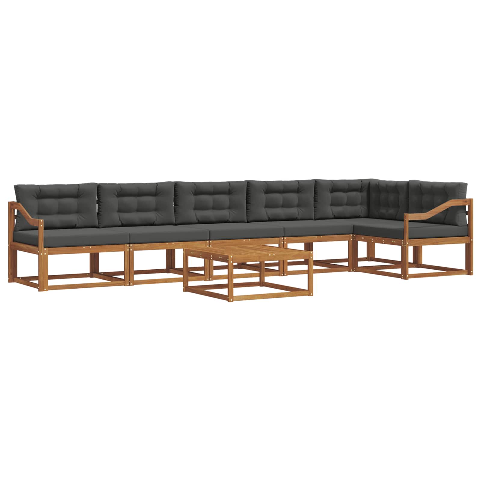 Outdoor Sofa Set with Cushion 7 pcs Natural and Anthracite