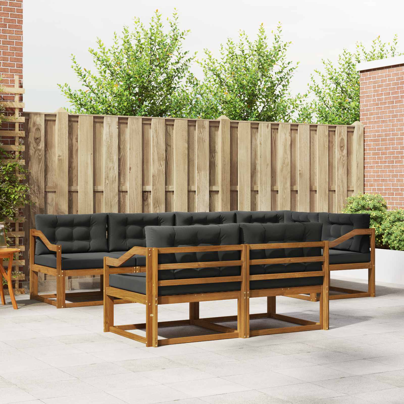 Outdoor Sofa Set with Cushion 7 pcs Natural and Anthracite