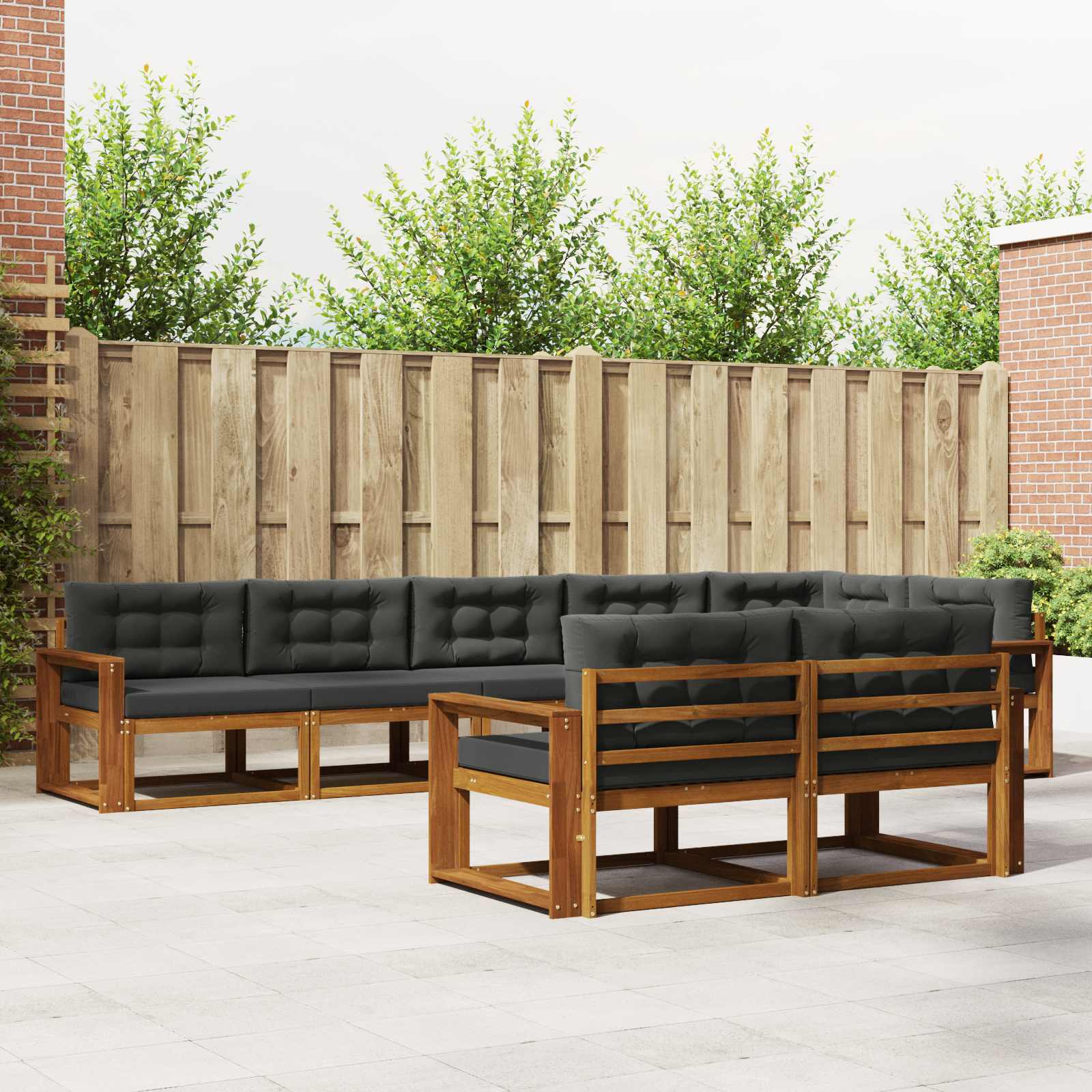 Outdoor Sofa Set with Cushion 8 pcs Natural and Anthracite
