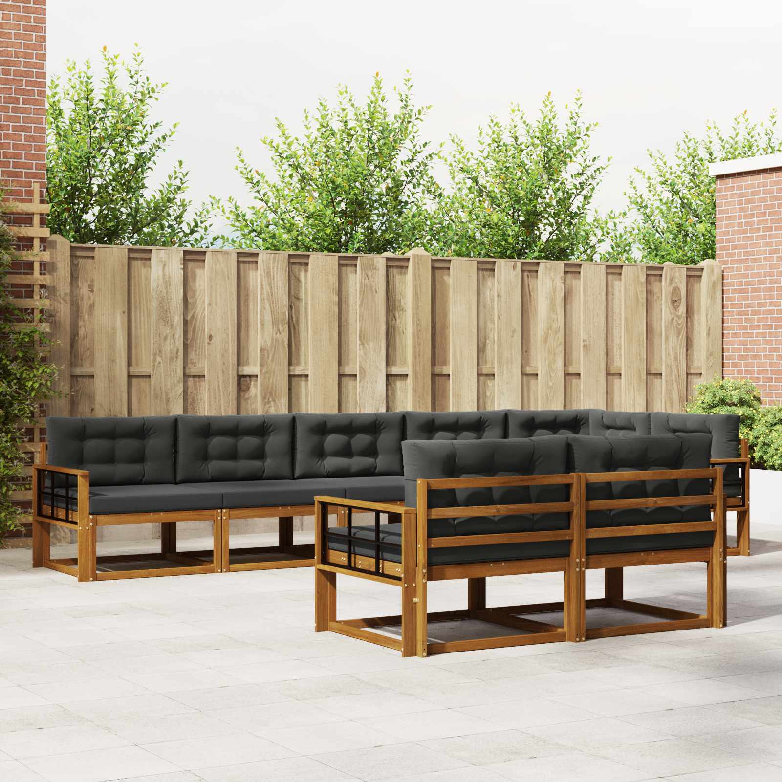 Outdoor Sofa Set with Cushion 8 pcs Natural and Anthracite