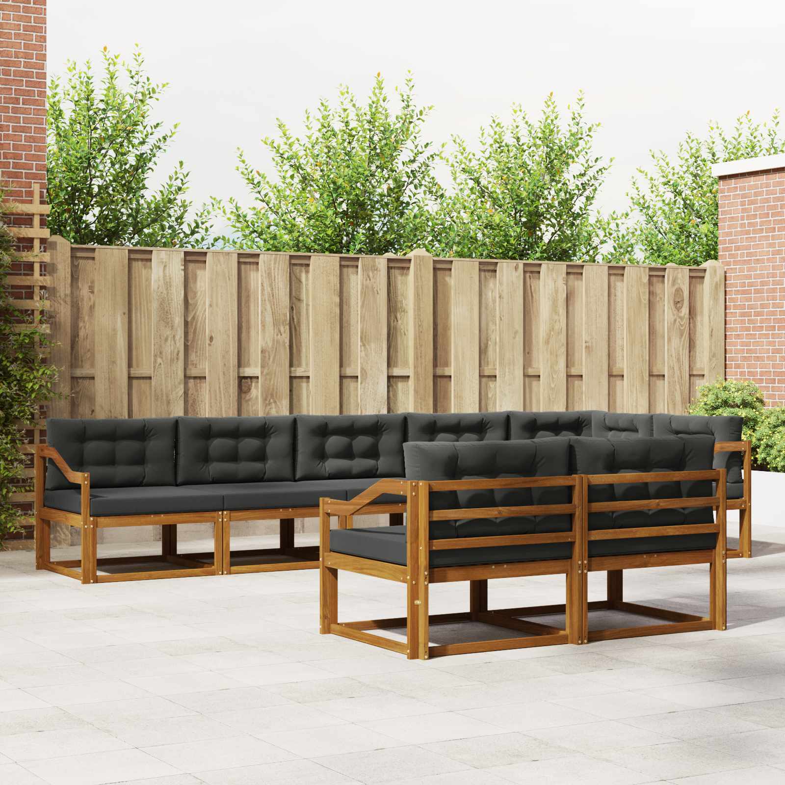 Outdoor Sofa Set with Cushion 8 pcs Natural and Anthracite