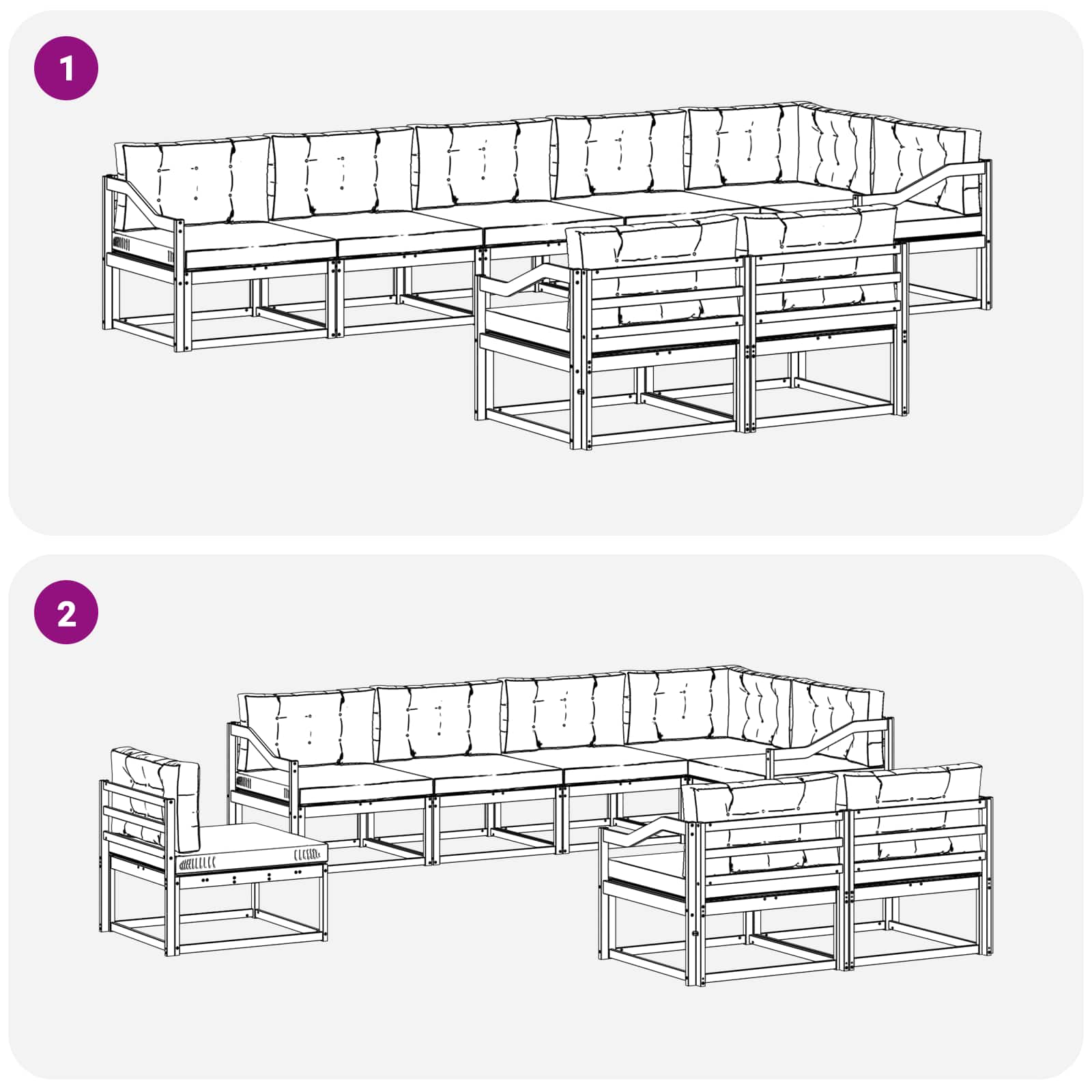 Outdoor Sofa Set with Cushion 8 pcs Natural and Anthracite