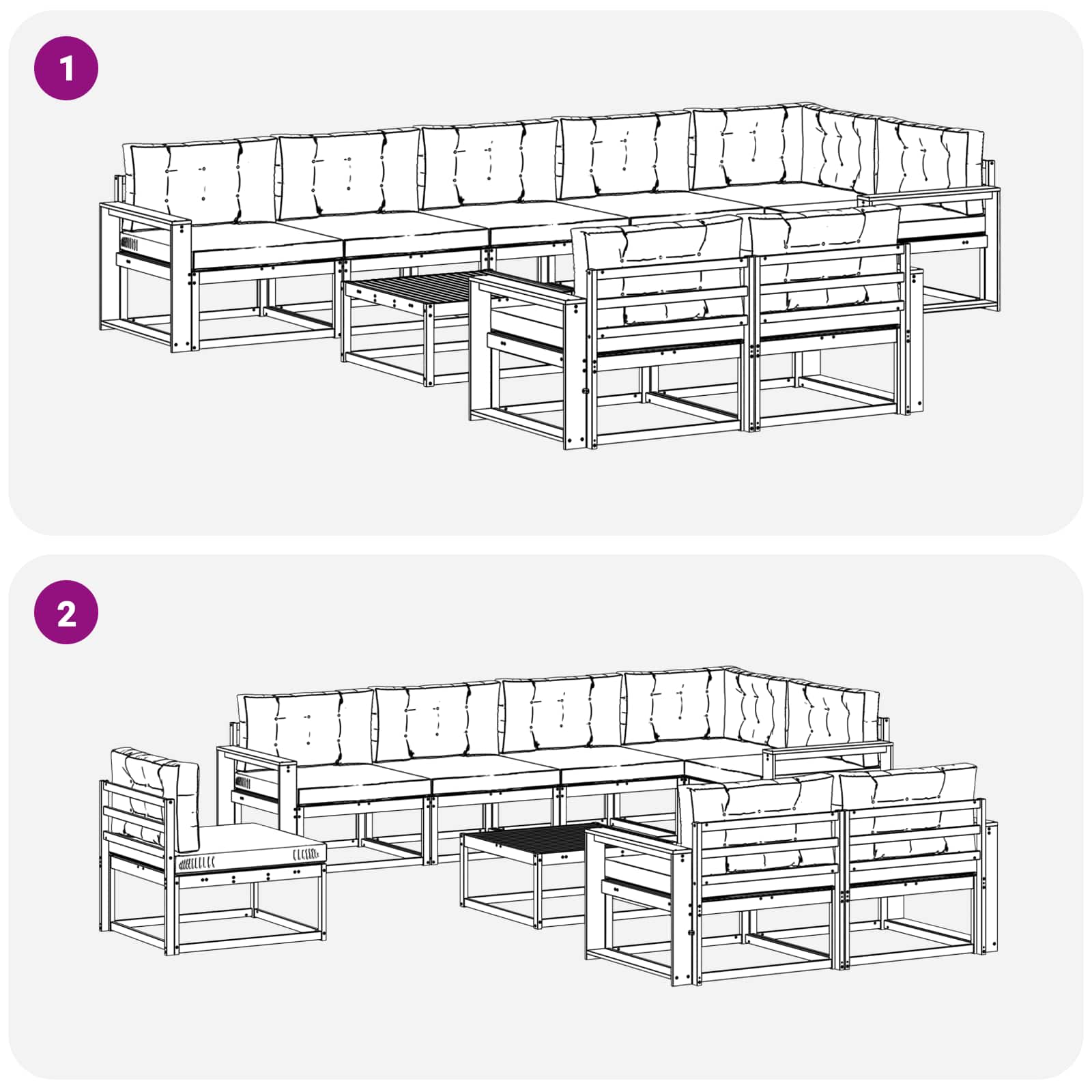 Outdoor Sofa Set with Cushion 9 pcs Natural and Anthracite