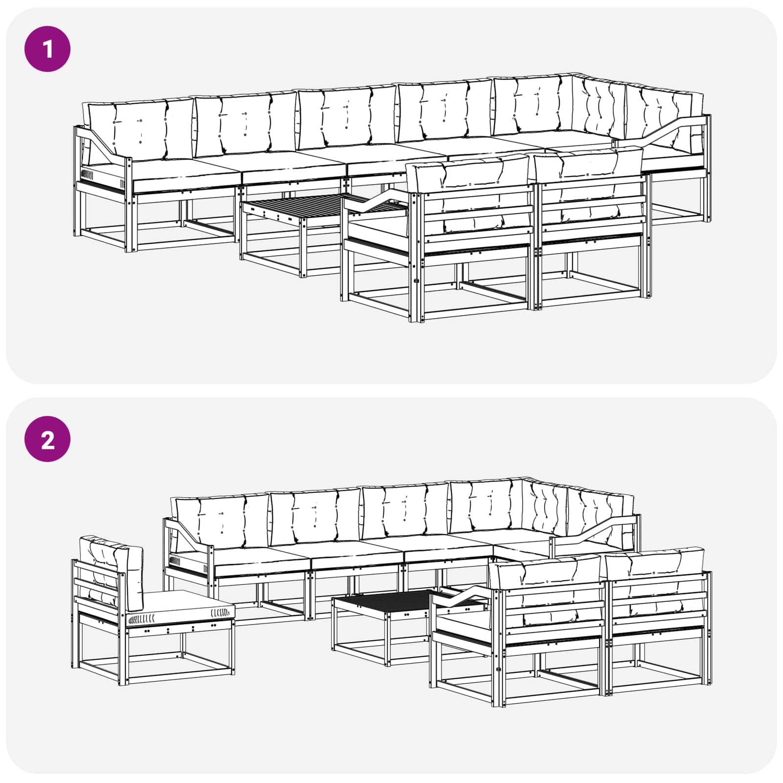 Outdoor Sofa Set with Cushion 9 pcs Natural and Anthracite