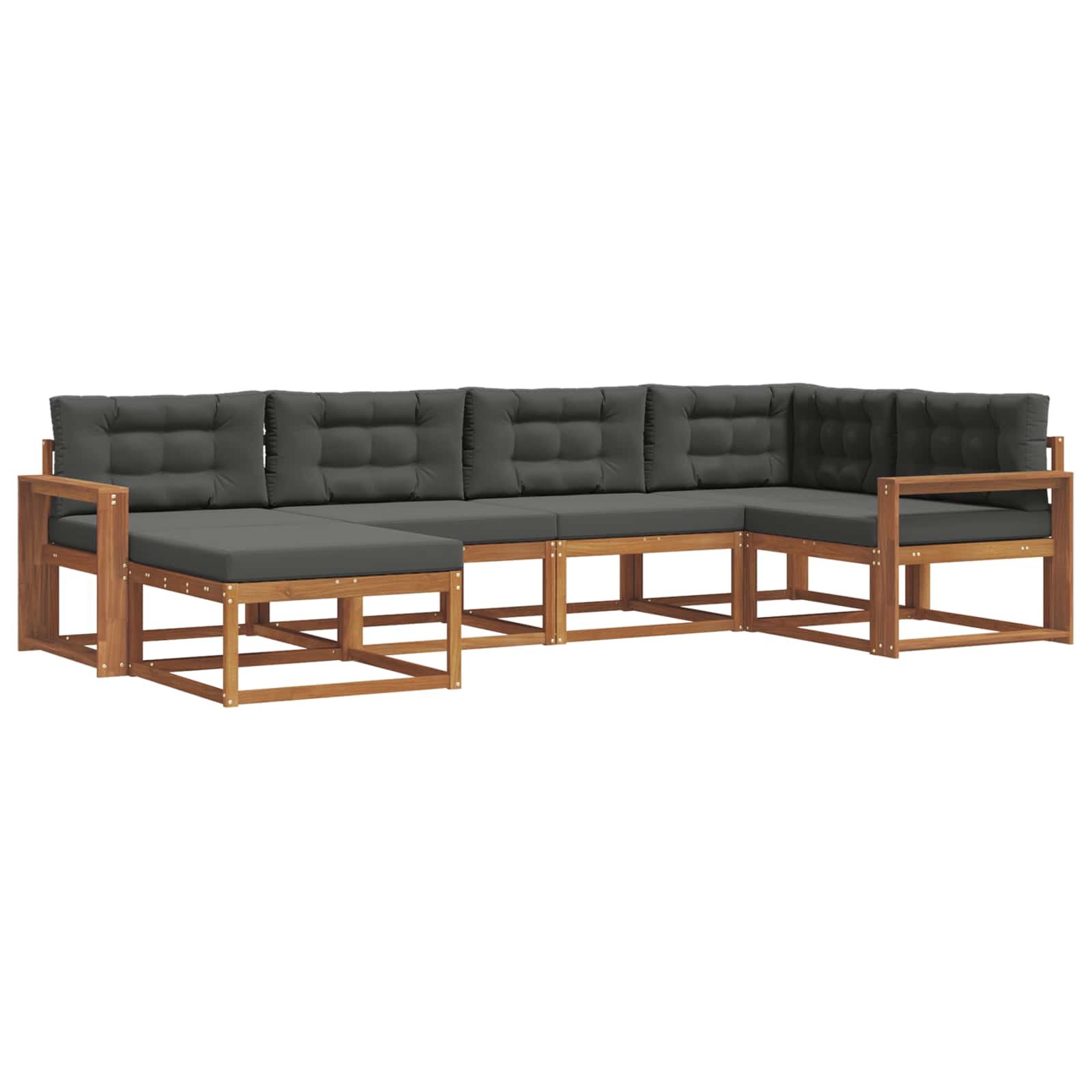 Outdoor Sofa Set with Cushion 6 pcs Natural and Anthracite