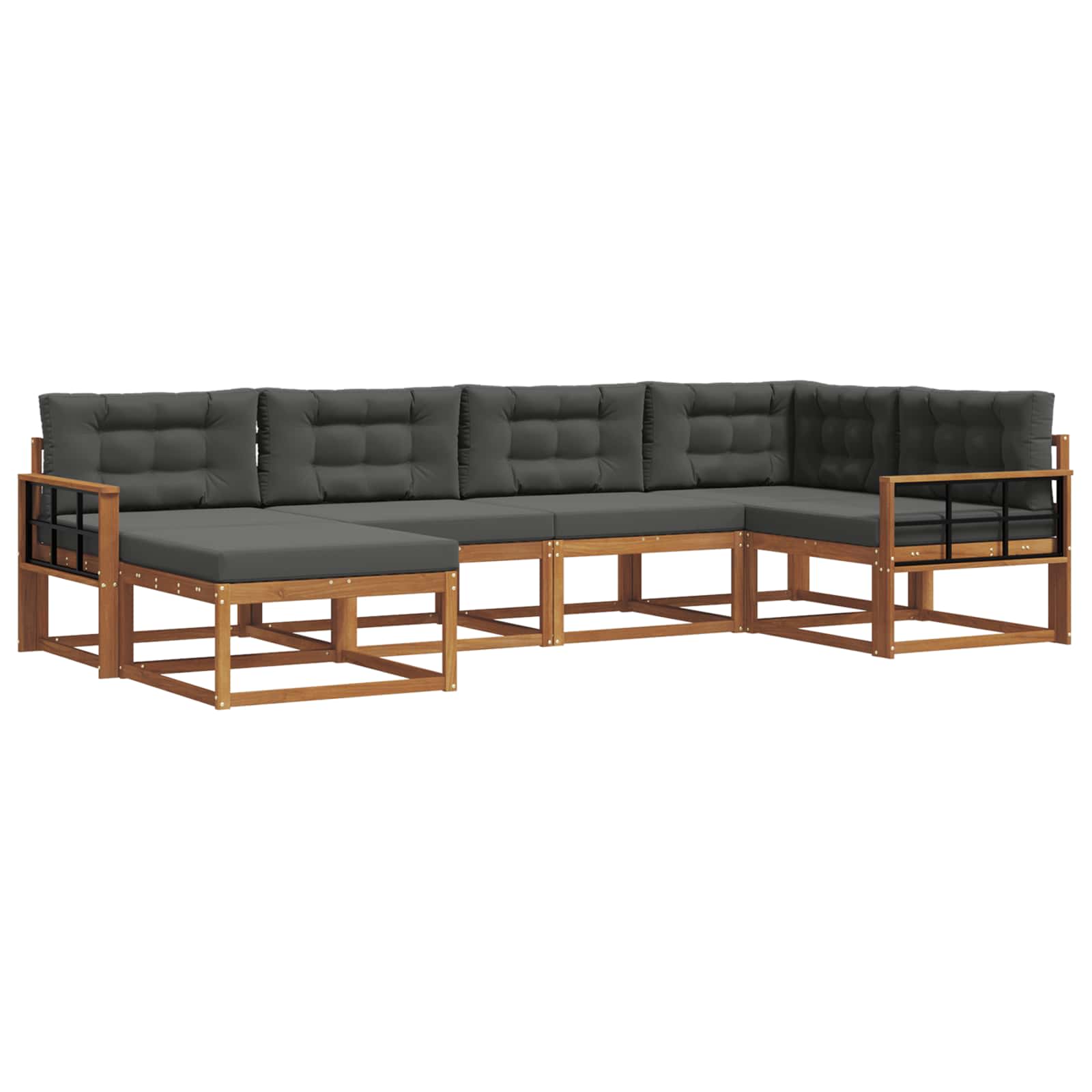 Outdoor Sofa Set with Cushion 6 pcs Natural and Anthracite