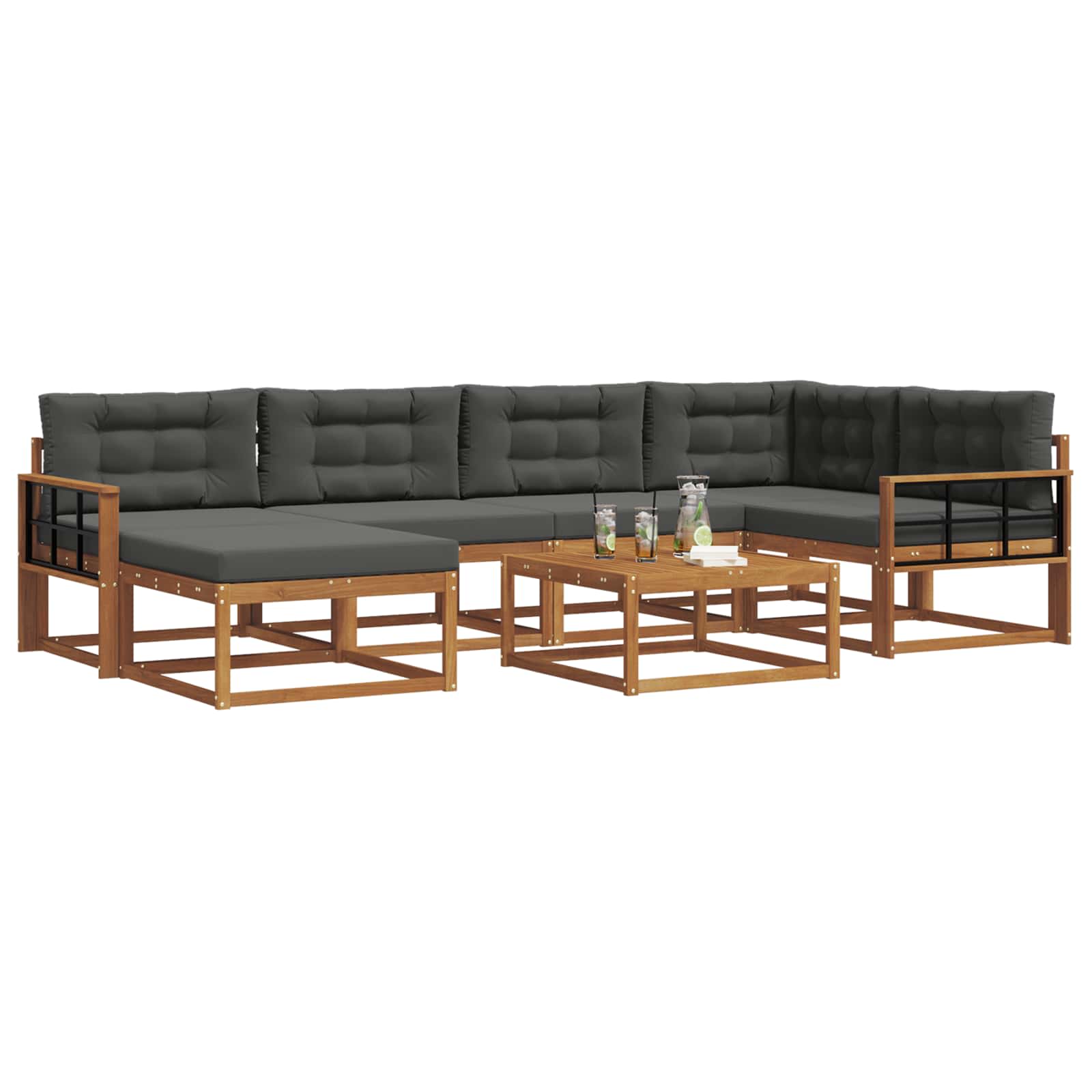 Outdoor Sofa Set with Cushion 7 pcs Natural and Anthracite
