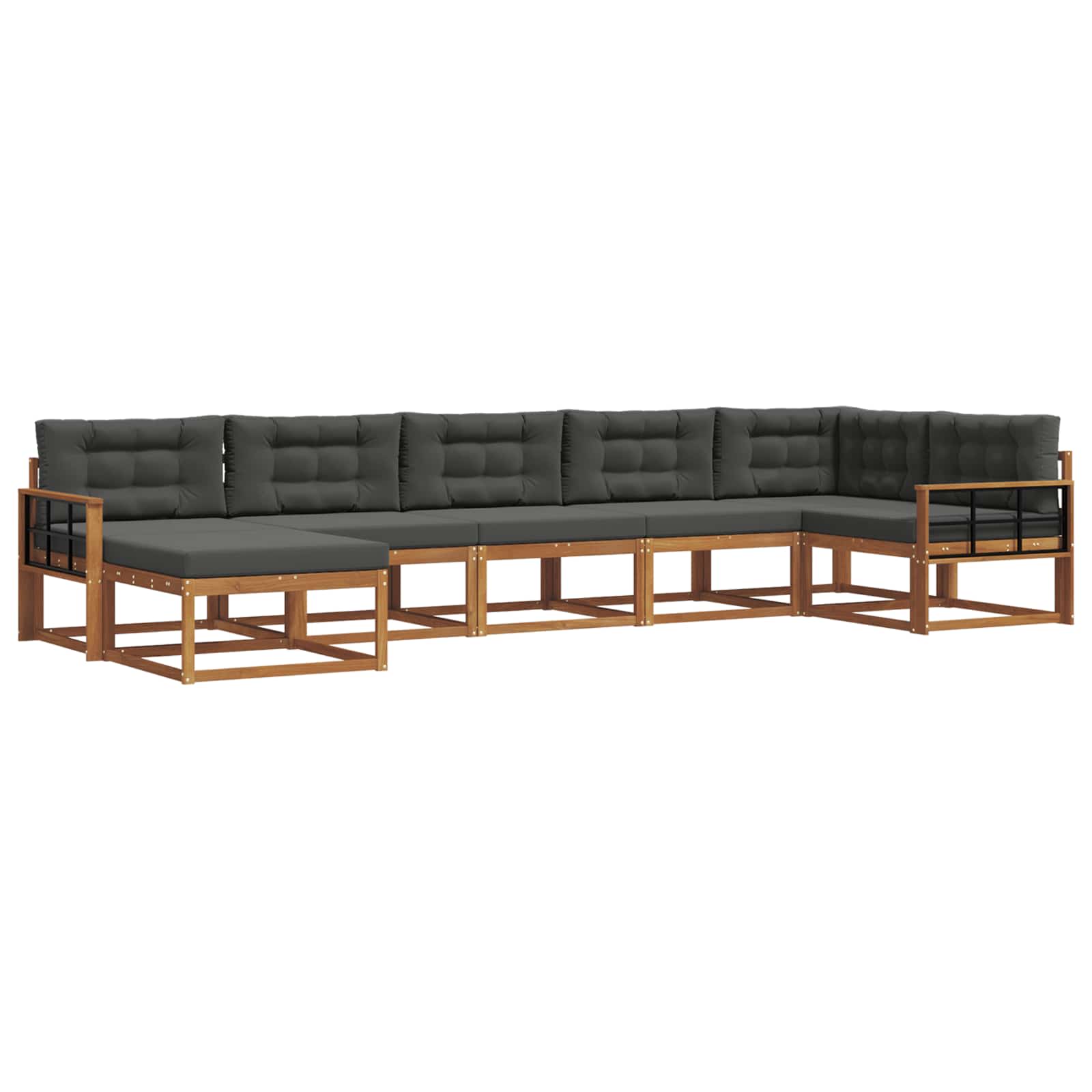 Outdoor Sofa Set with Cushion 7 pcs Natural and Anthracite