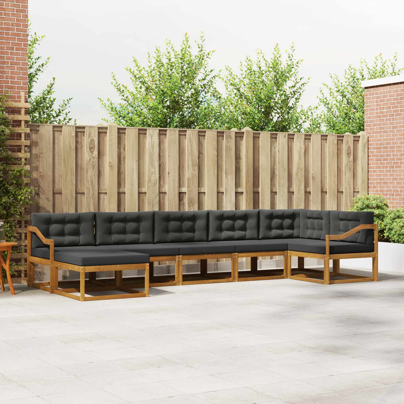 Outdoor Sofa Set with Cushion 7 pcs Natural and Anthracite