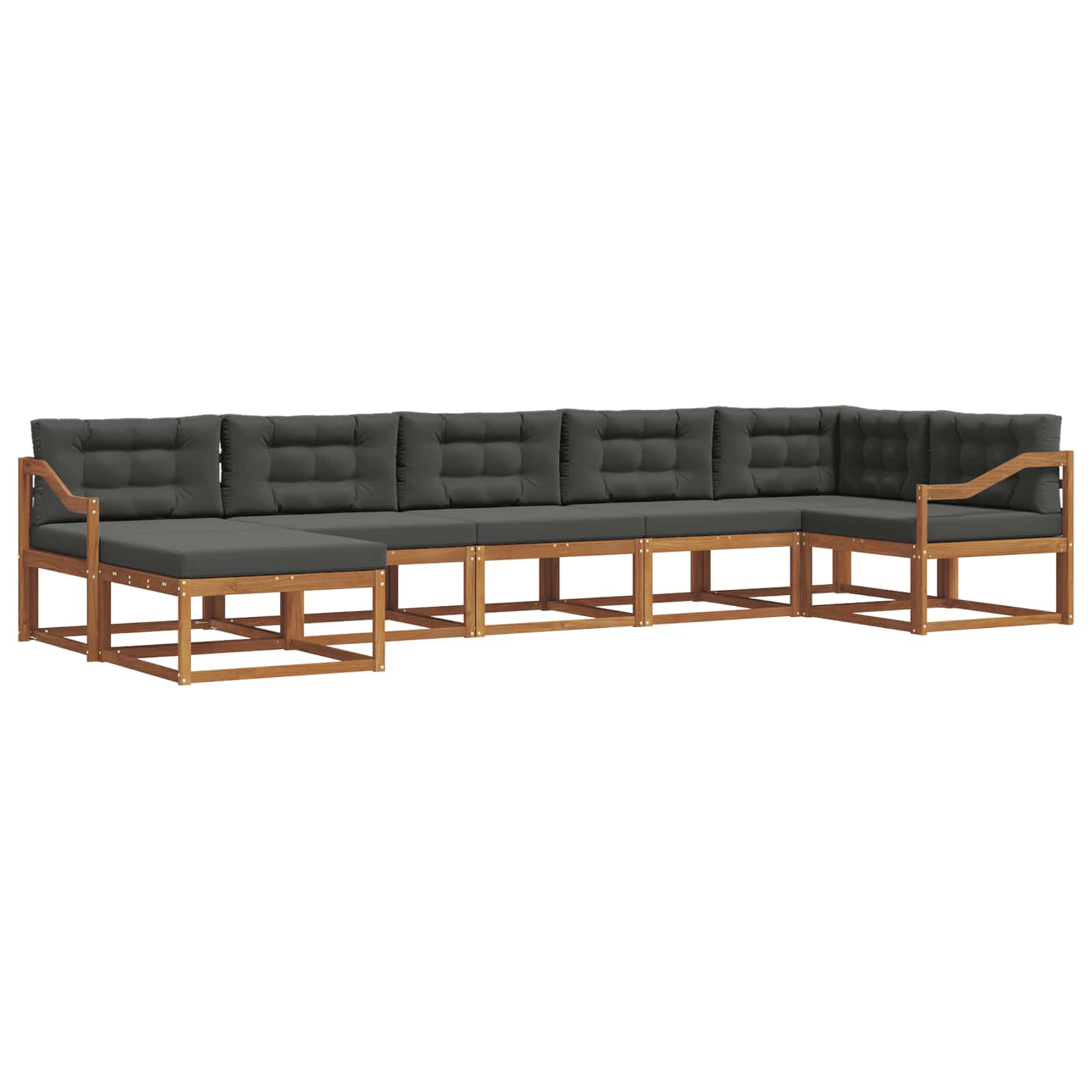 Outdoor Sofa Set with Cushion 7 pcs Natural and Anthracite