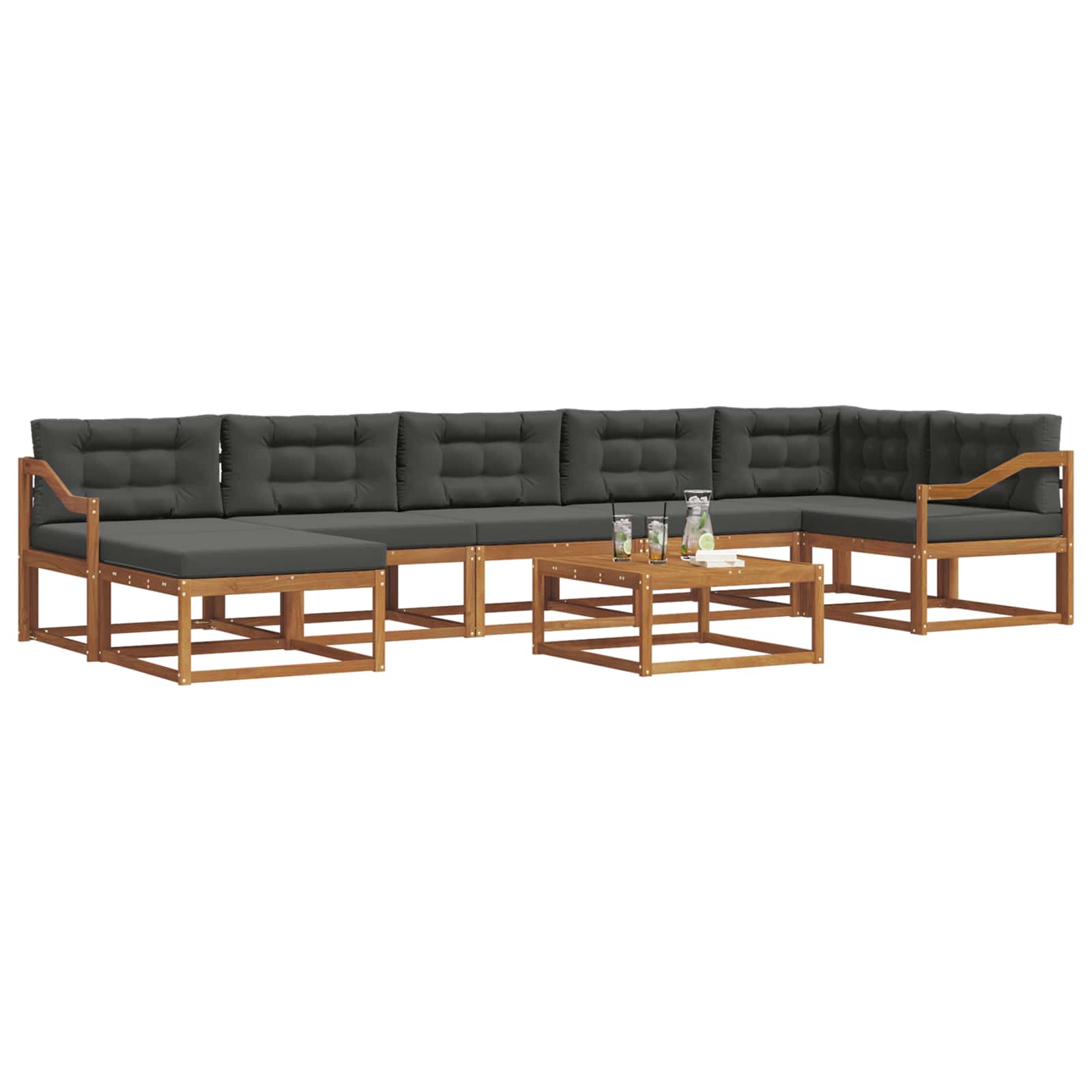 Outdoor Sofa Set with Cushion 8 pcs Natural and Anthracite
