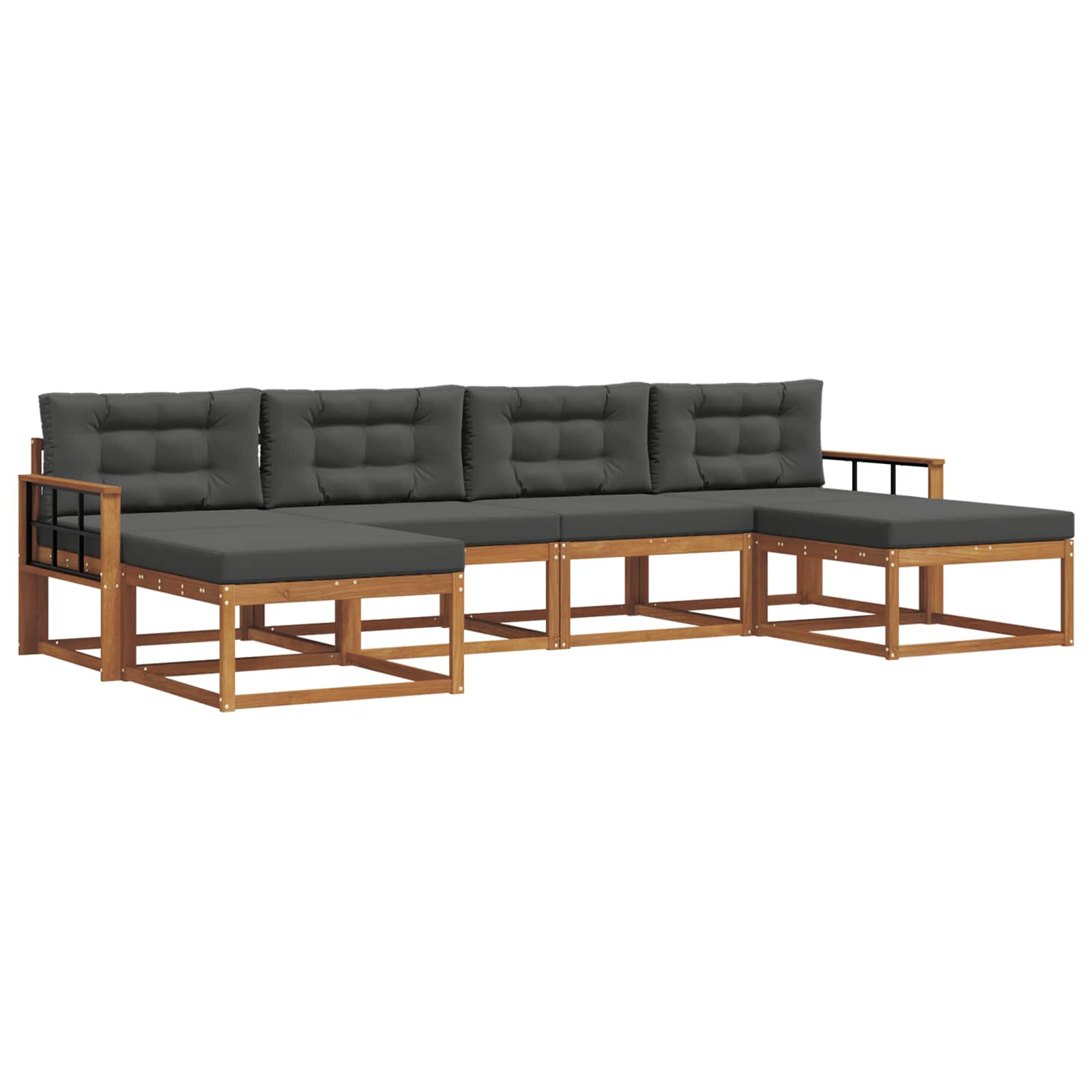Outdoor Sofa Set with Cushion 6 pcs Natural and Anthracite