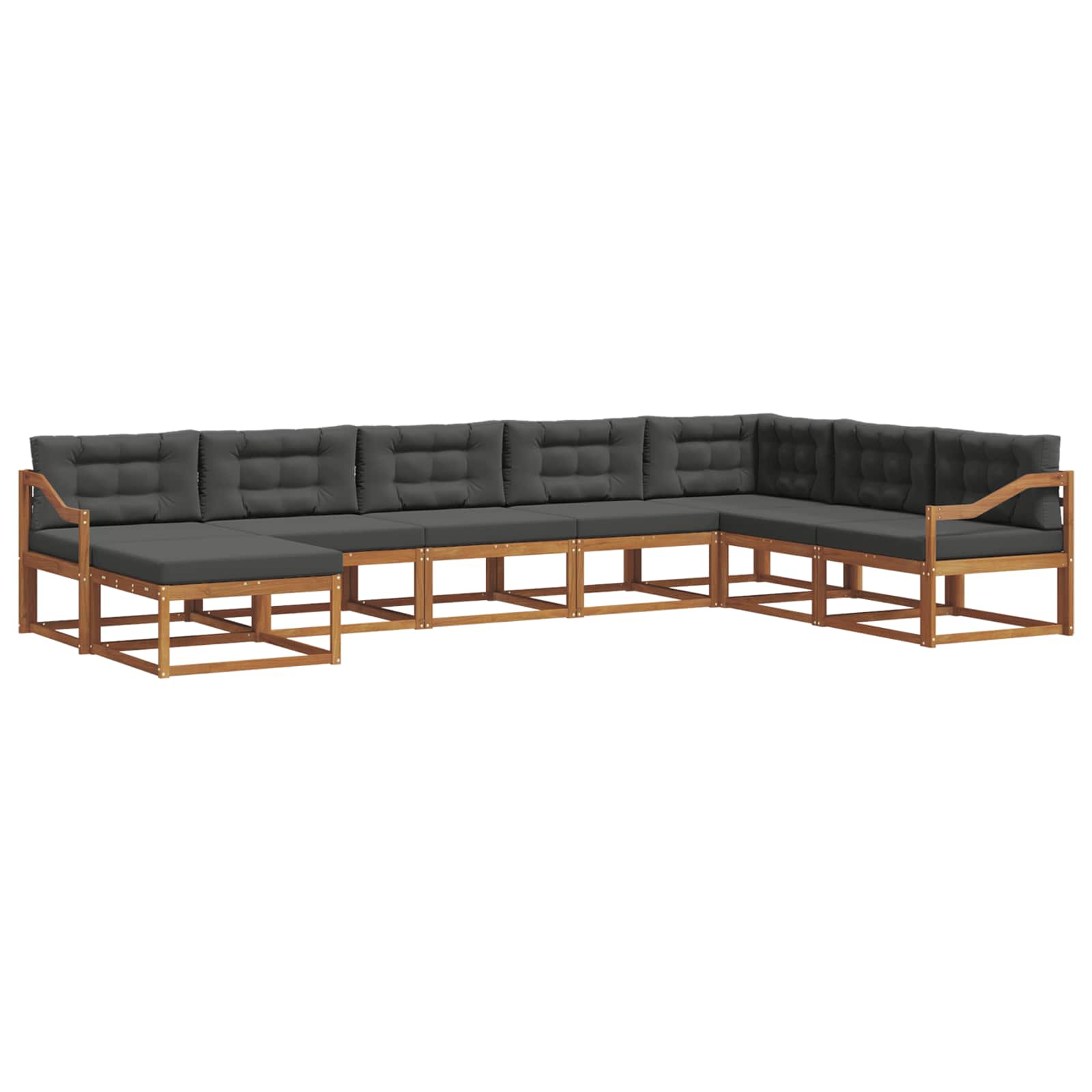 Outdoor Sofa Set with Cushion 8 pcs Natural and Anthracite