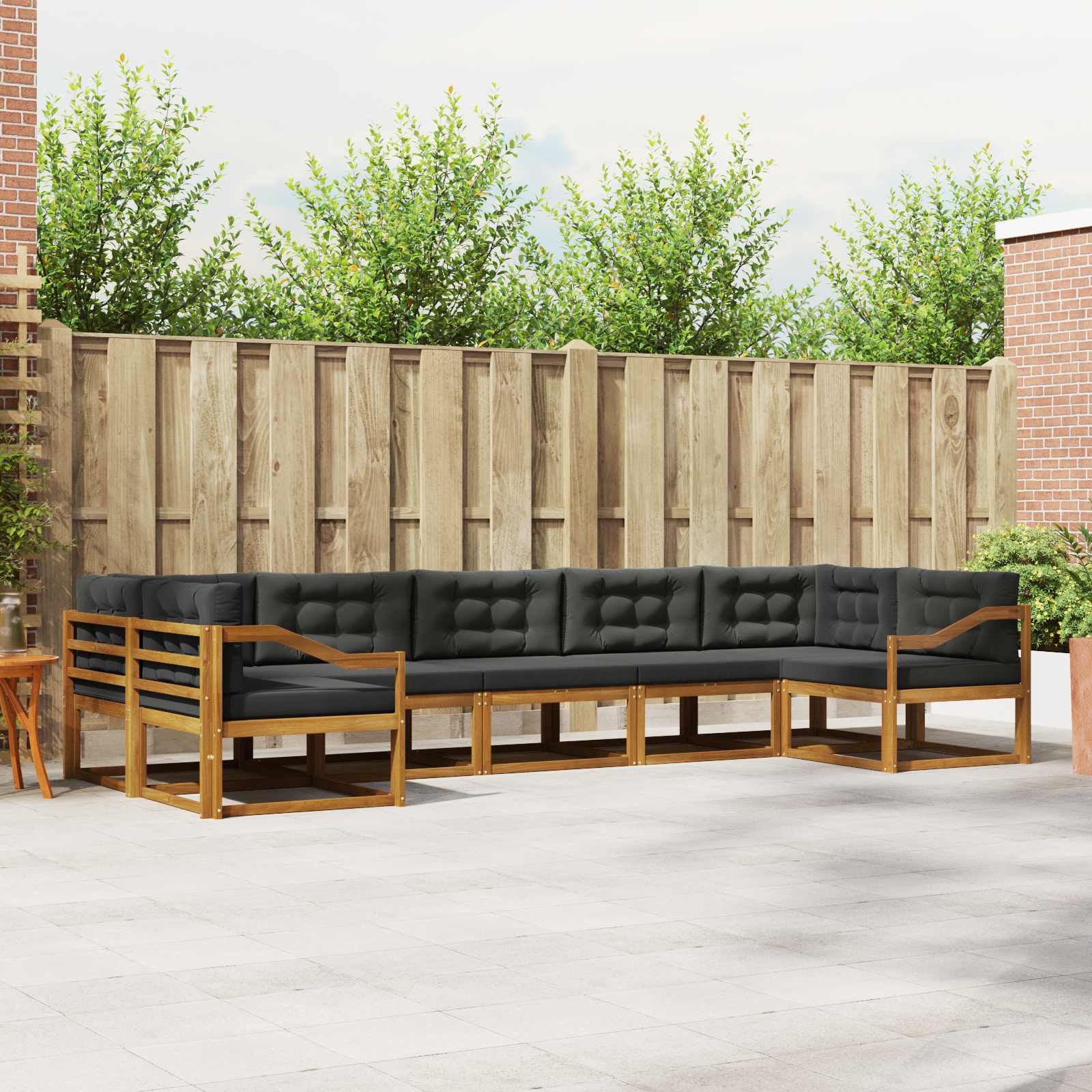 Outdoor Sofa Set with Cushion 7 pcs Natural and Anthracite