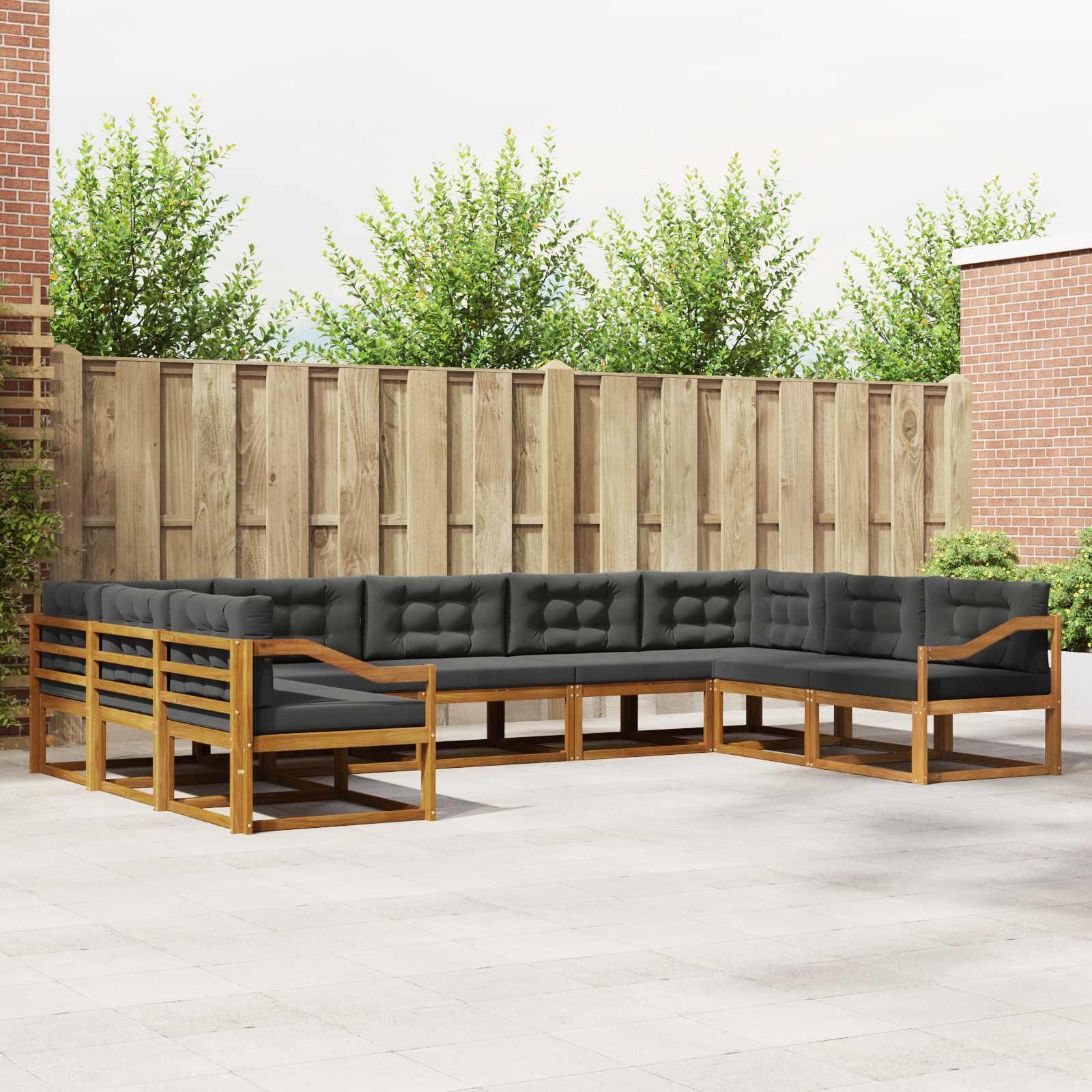 Outdoor Sofa Set with Cushion 9 pcs Natural and Anthracite