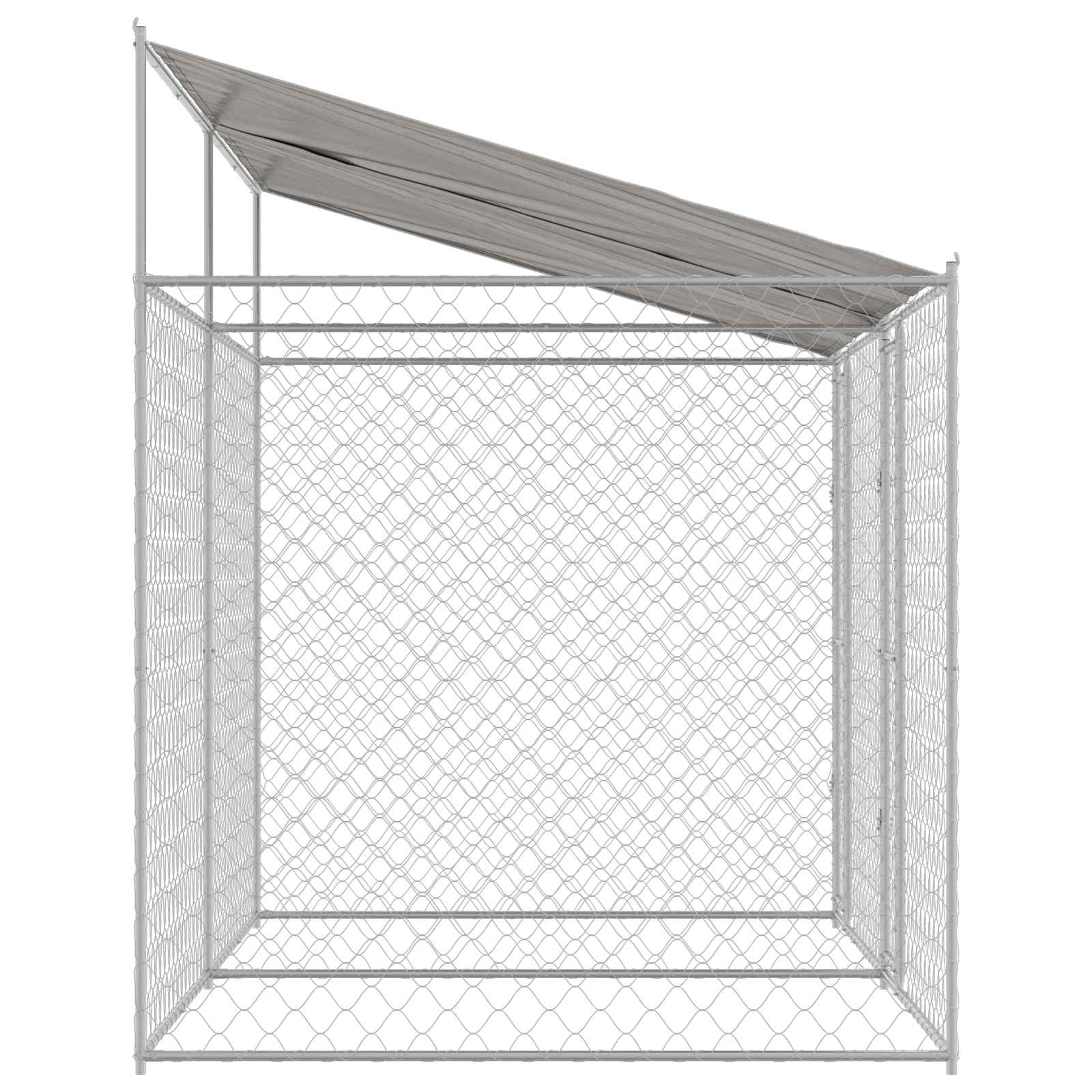 Dog Cage with Roof Silver 400 x 200 x 256 cm Steel and PE