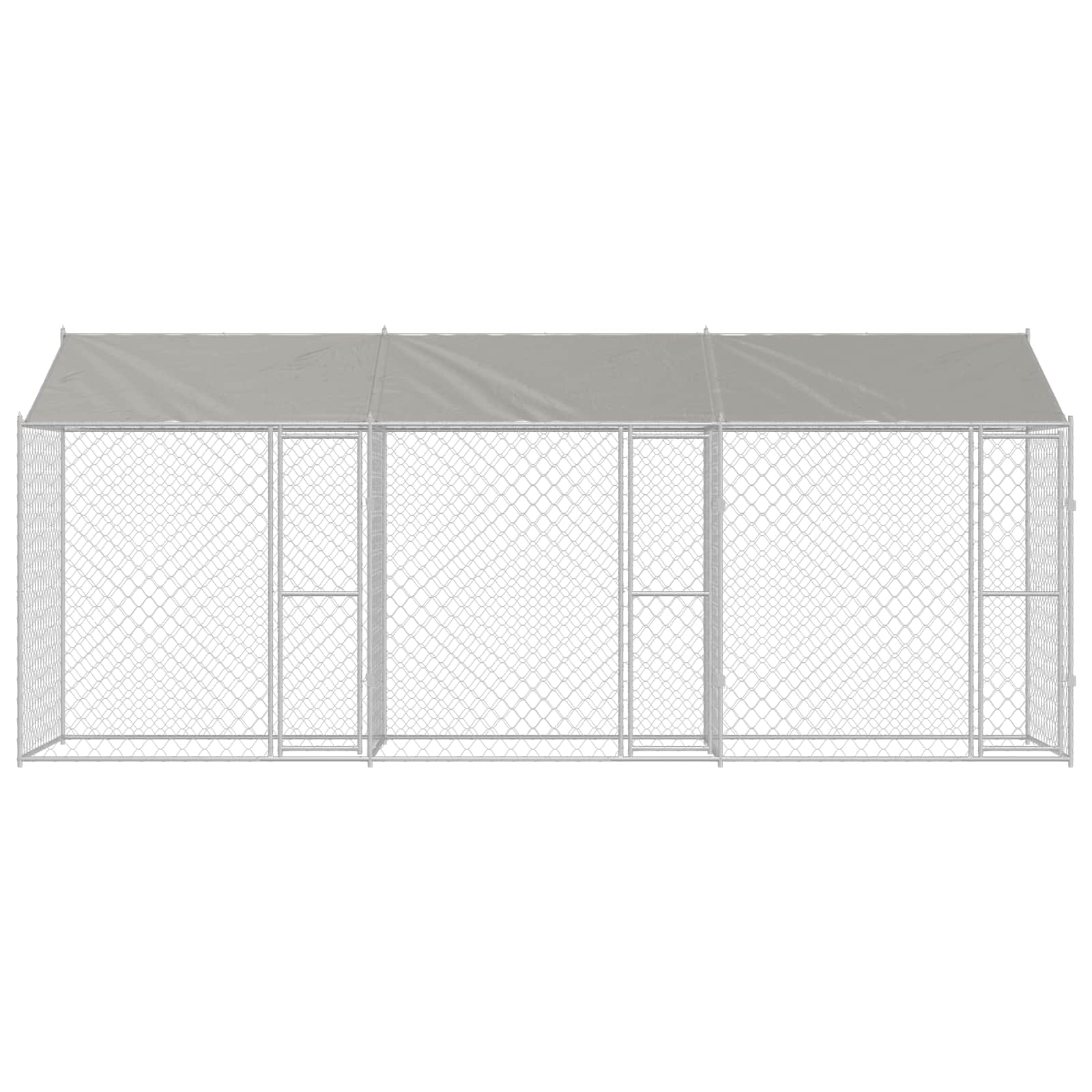 Dog Cage with Roof Silver 600 x 200 x 256 cm Steel and PE