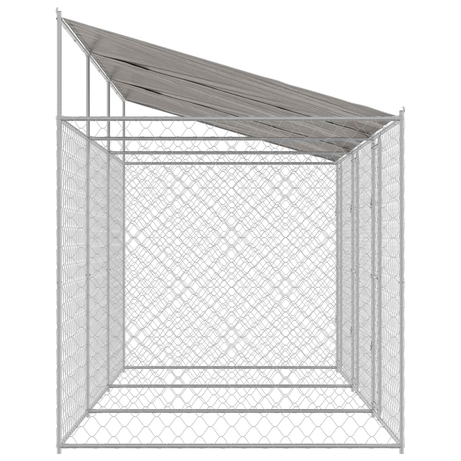 Dog Cage with Roof Silver 600 x 200 x 256 cm Steel and PE