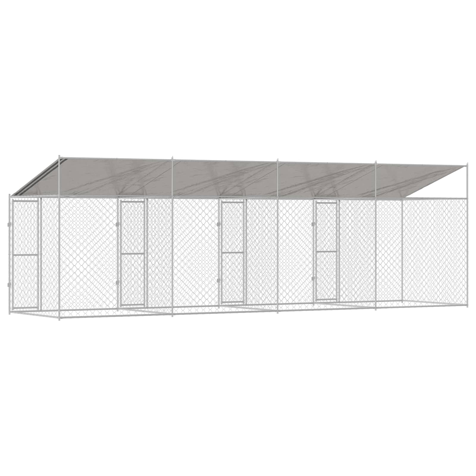 Dog Cage with Roof Silver 800 x 200 x 256 cm Steel and PE