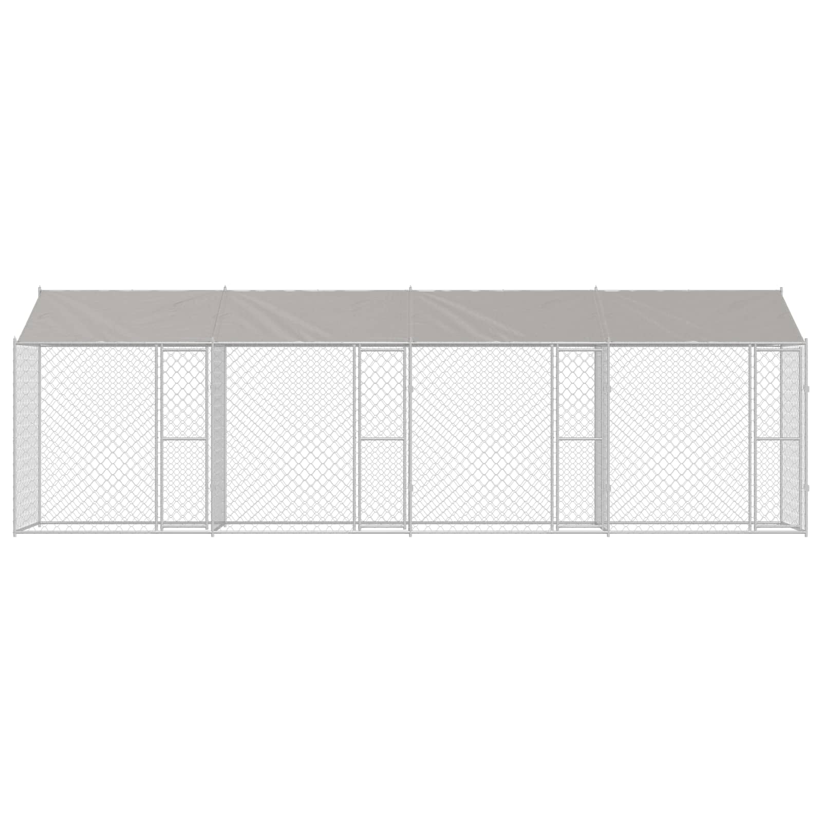 Dog Cage with Roof Silver 800 x 200 x 256 cm Steel and PE