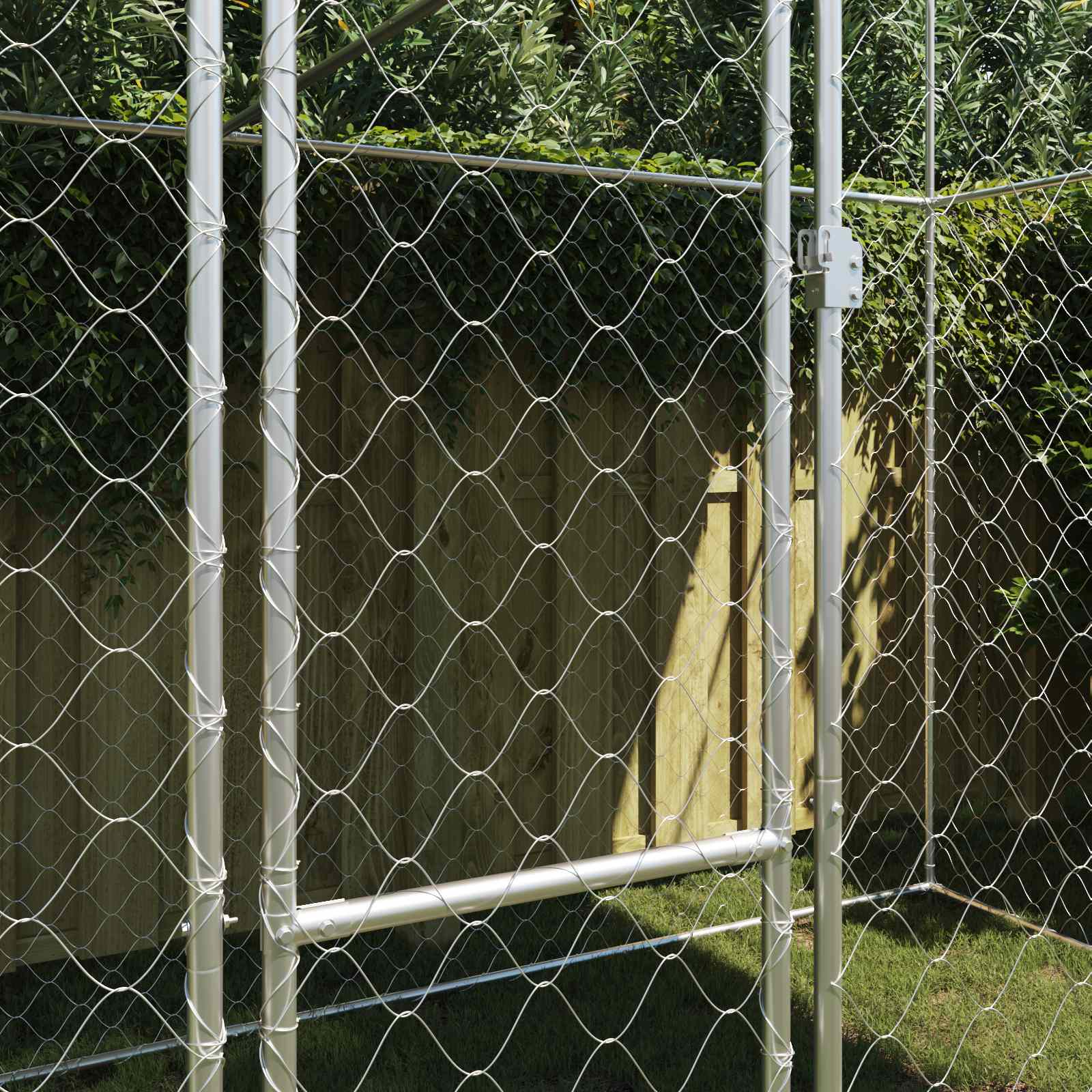 Dog Cage with Roof Silver 400 x 200 x 256 cm Steel and PE