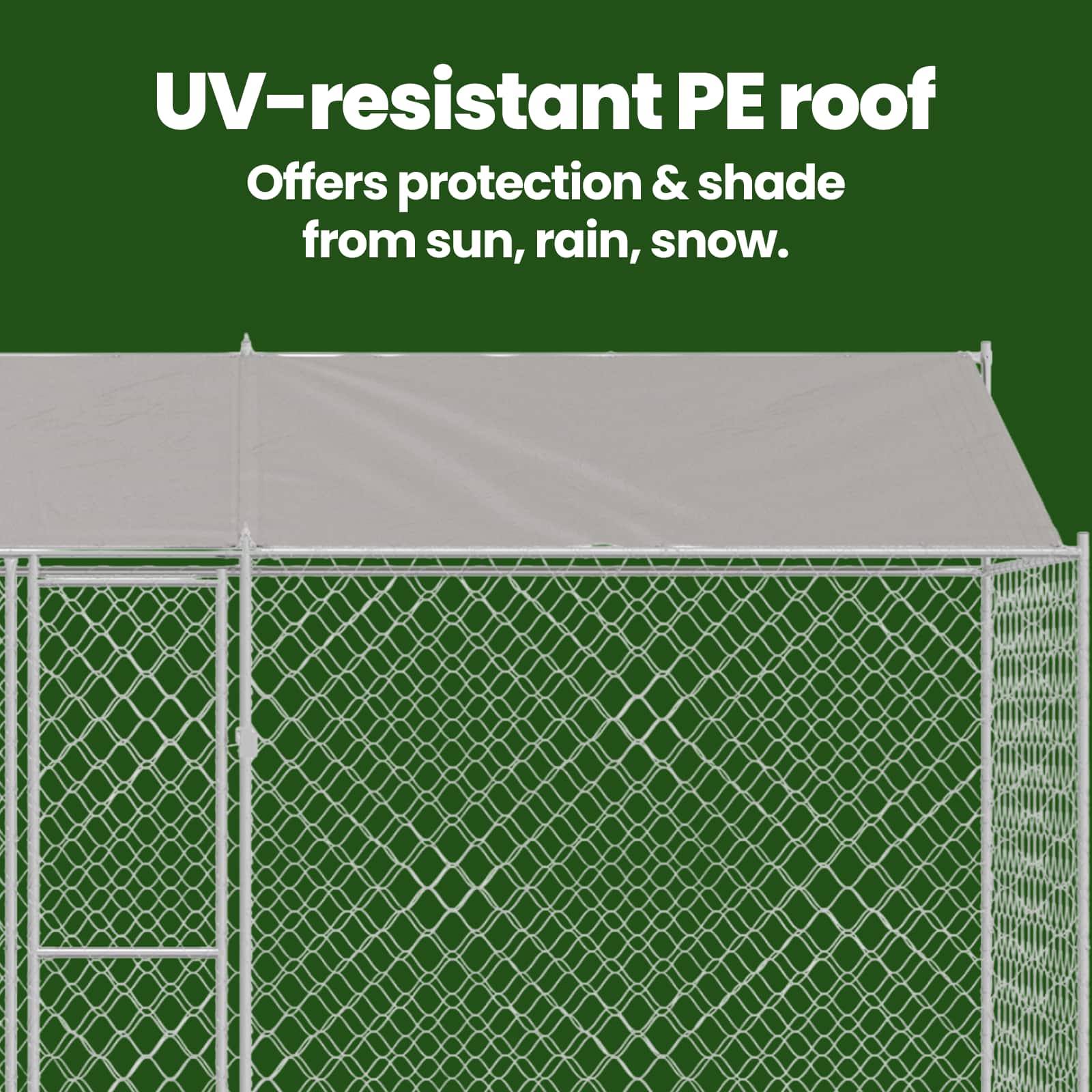 Dog Cage with Roof Silver 400 x 200 x 256 cm Steel and PE