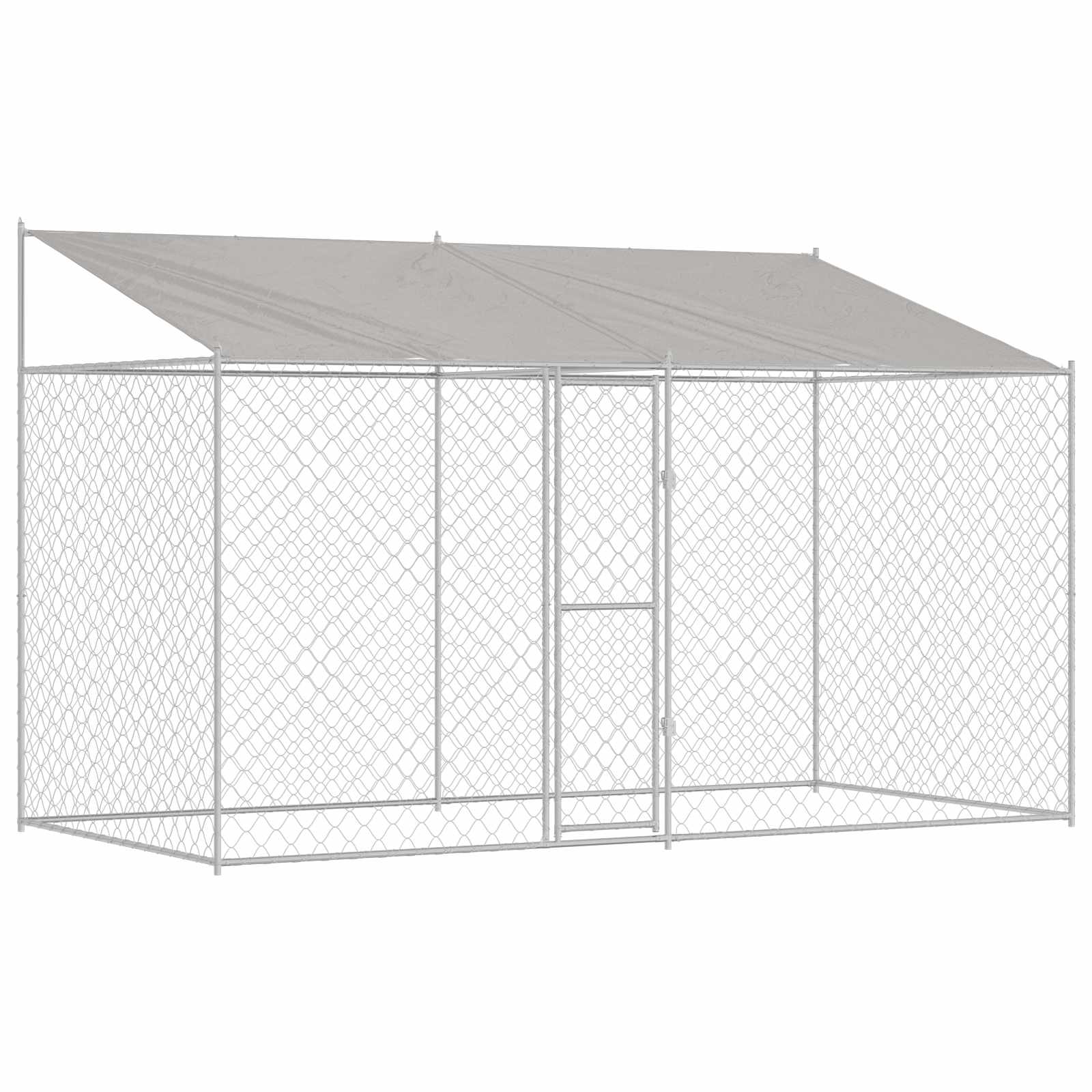 Dog Cage with Roof Silver 400 x 200 x 256 cm Steel and PE