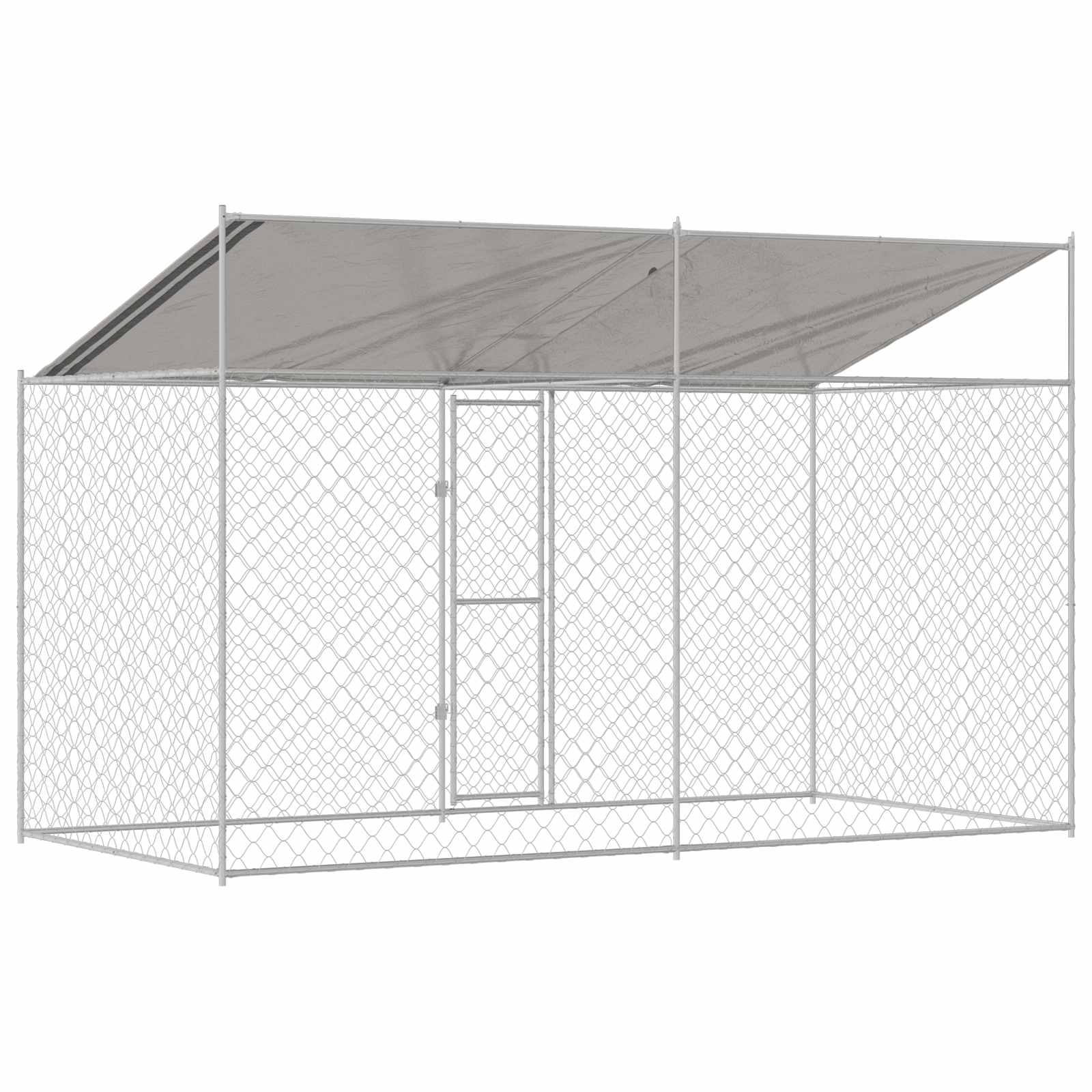 Dog Cage with Roof Silver 400 x 200 x 256 cm Steel and PE