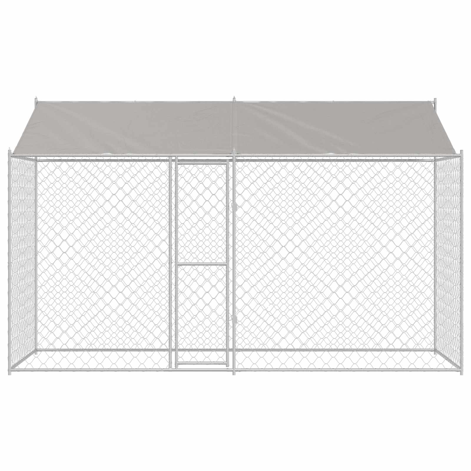 Dog Cage with Roof Silver 400 x 200 x 256 cm Steel and PE